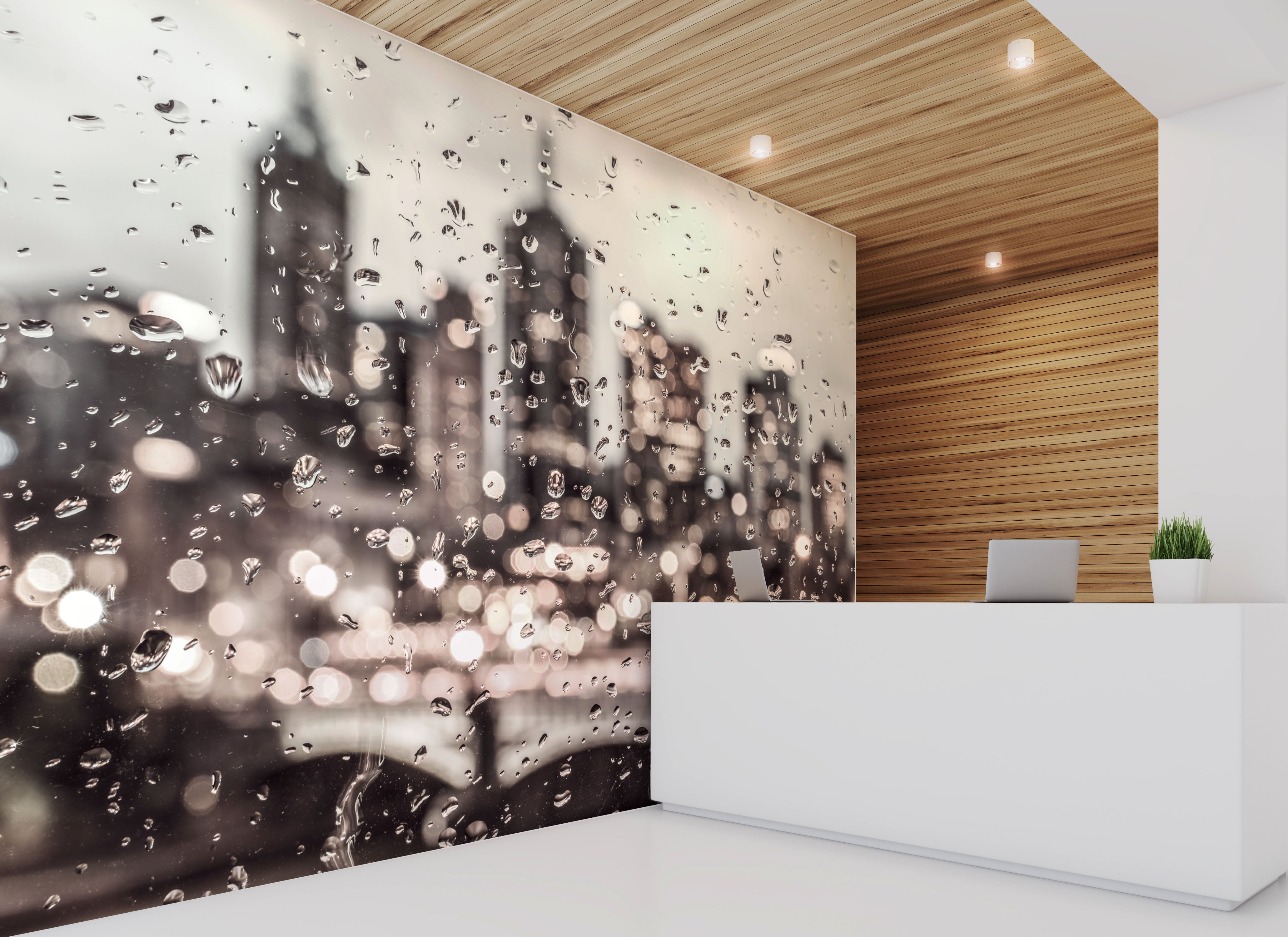 Rainy City Nights | Melbourne Photo Mural Wallpaper