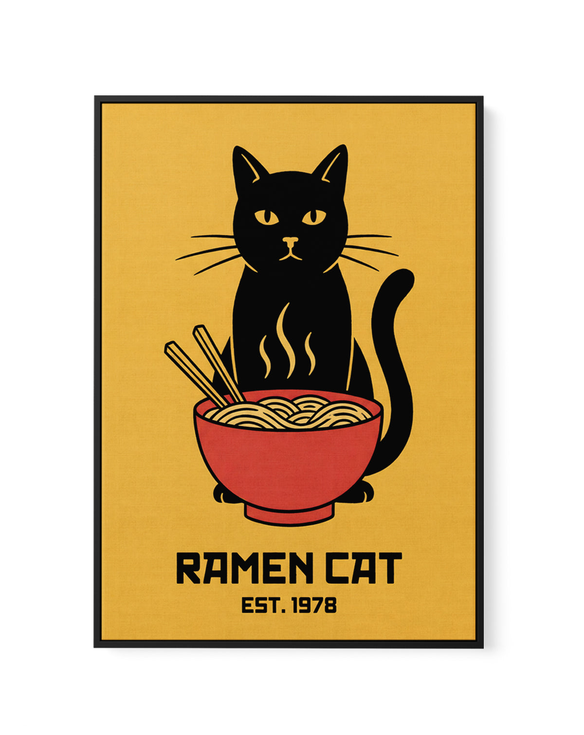 Ramen Cat by Andreas Magnusson | Framed Canvas Art Print
