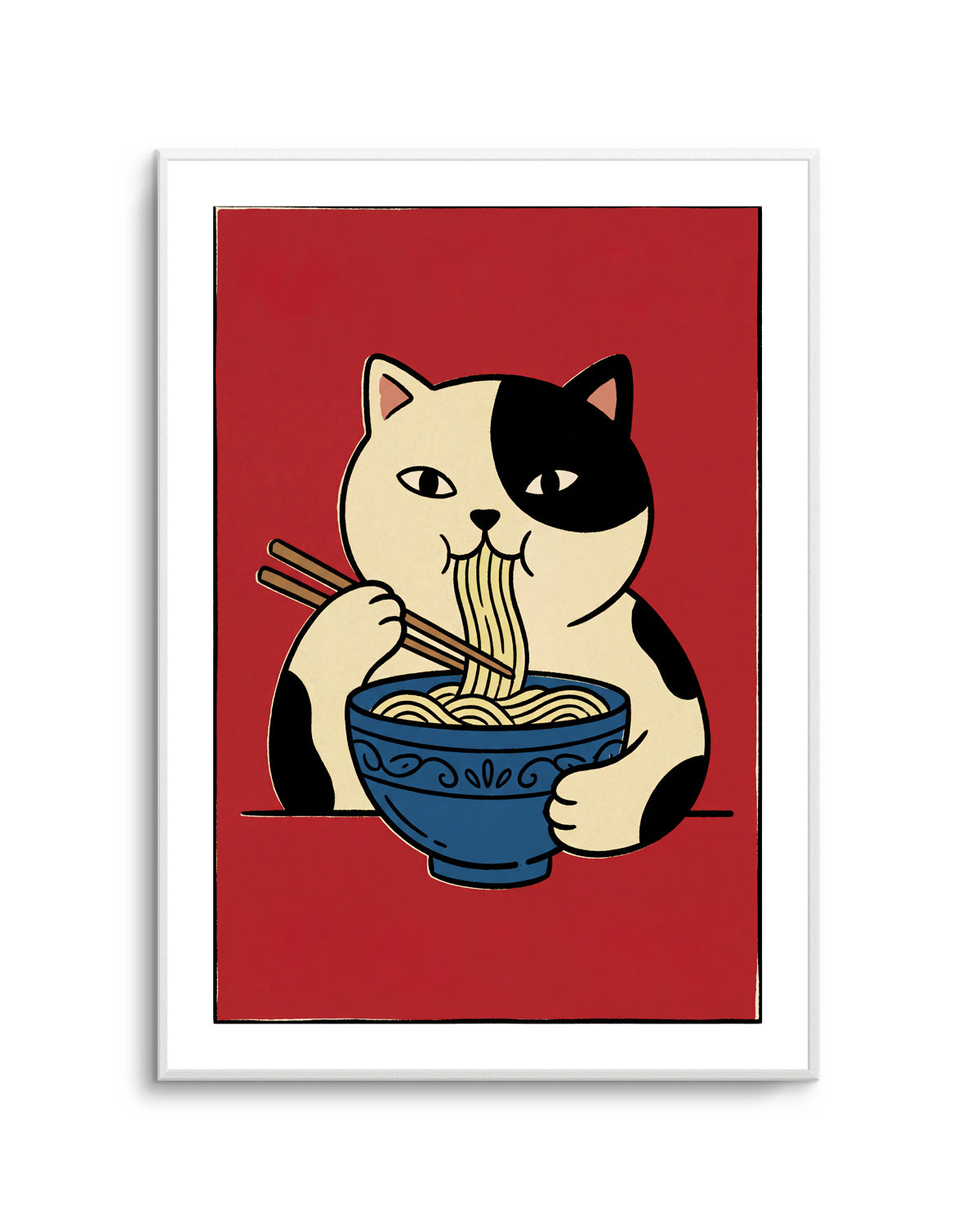 Ramen Eating Cat by Andreas Magnusson | Art Print