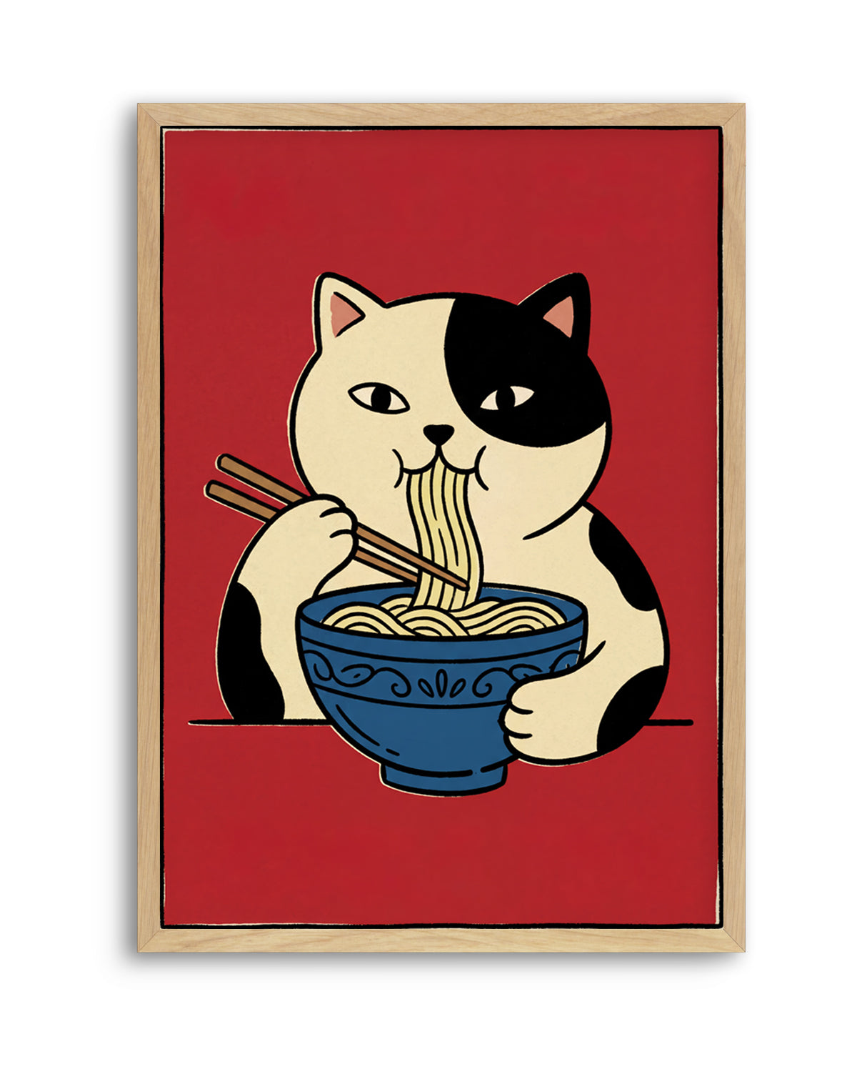 Ramen Eating Cat by Andreas Magnusson | Art Print