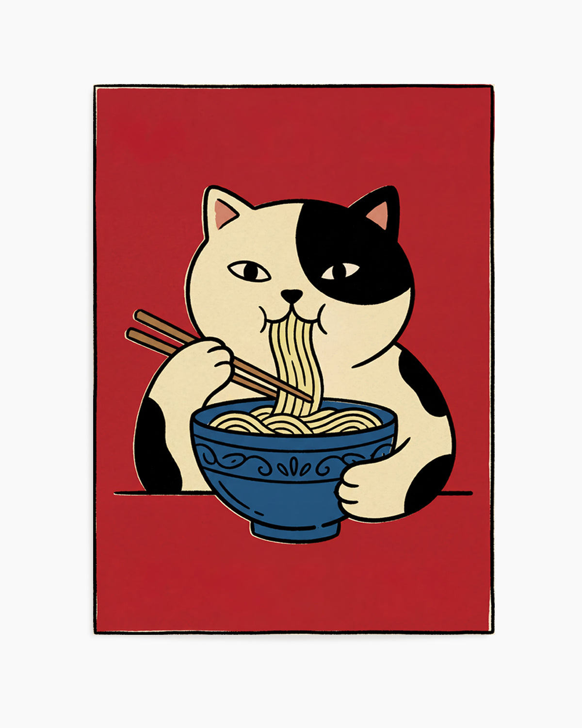 Ramen Eating Cat by Andreas Magnusson | Art Print