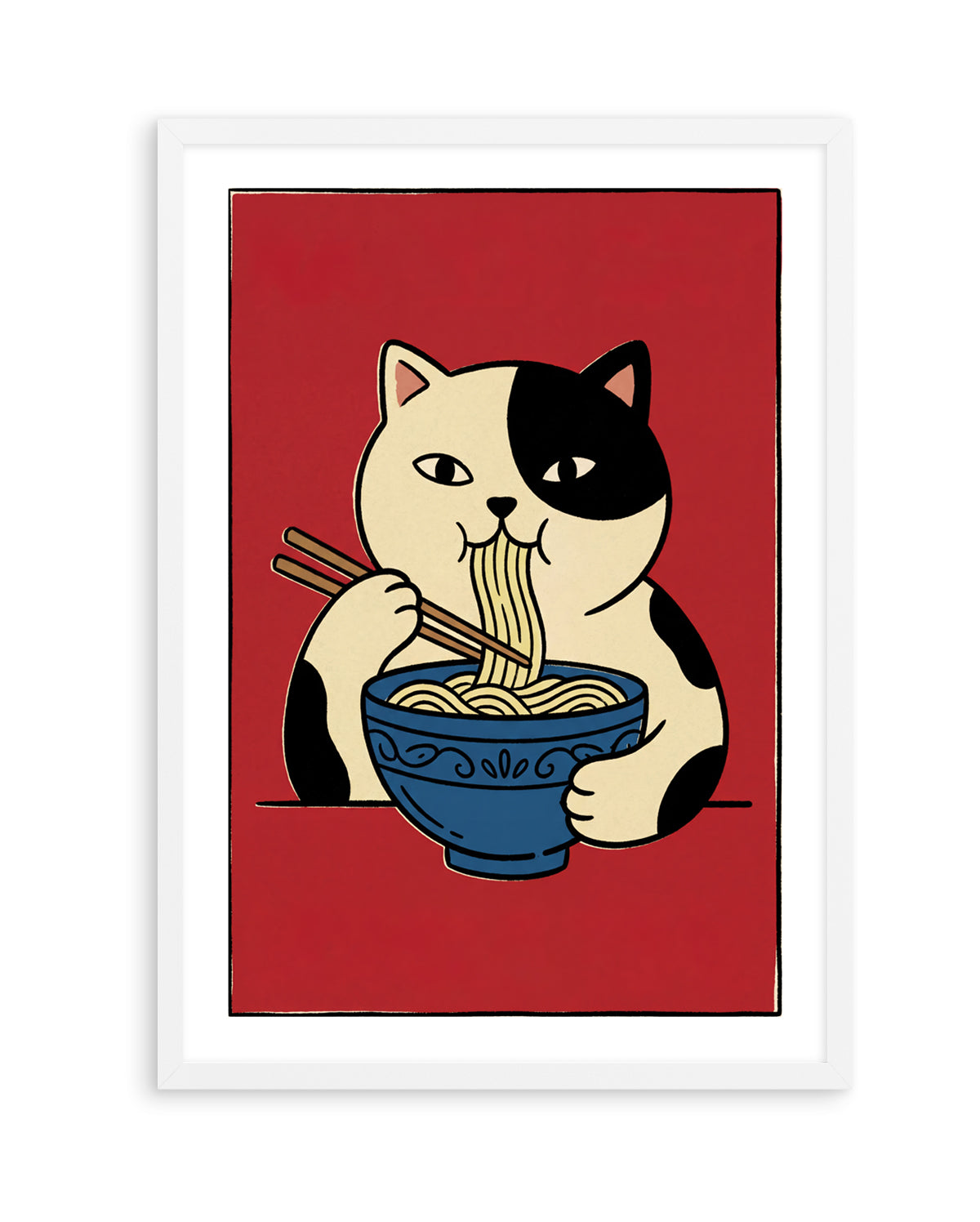 Ramen Eating Cat by Andreas Magnusson | Art Print