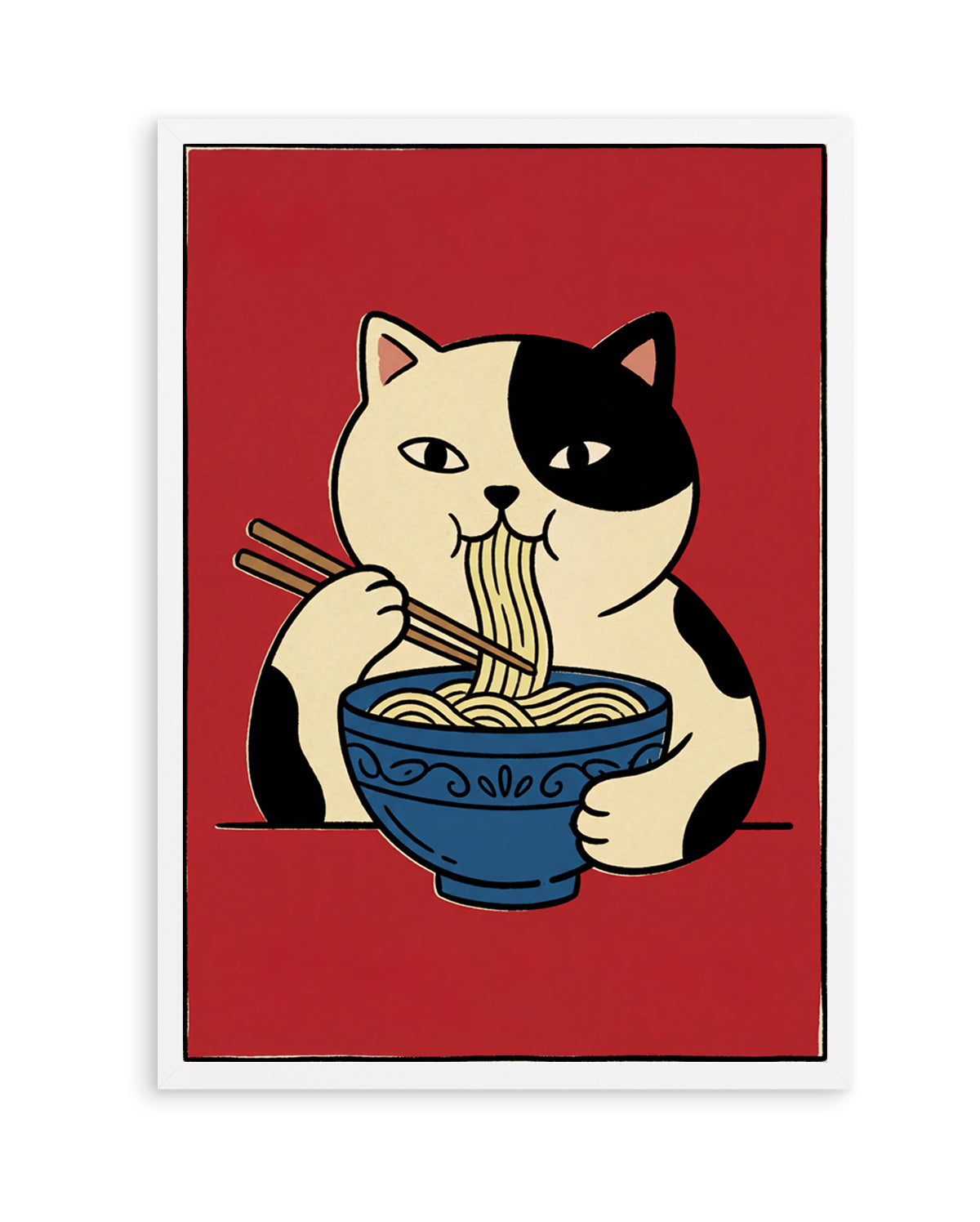 Ramen Eating Cat by Andreas Magnusson | Art Print