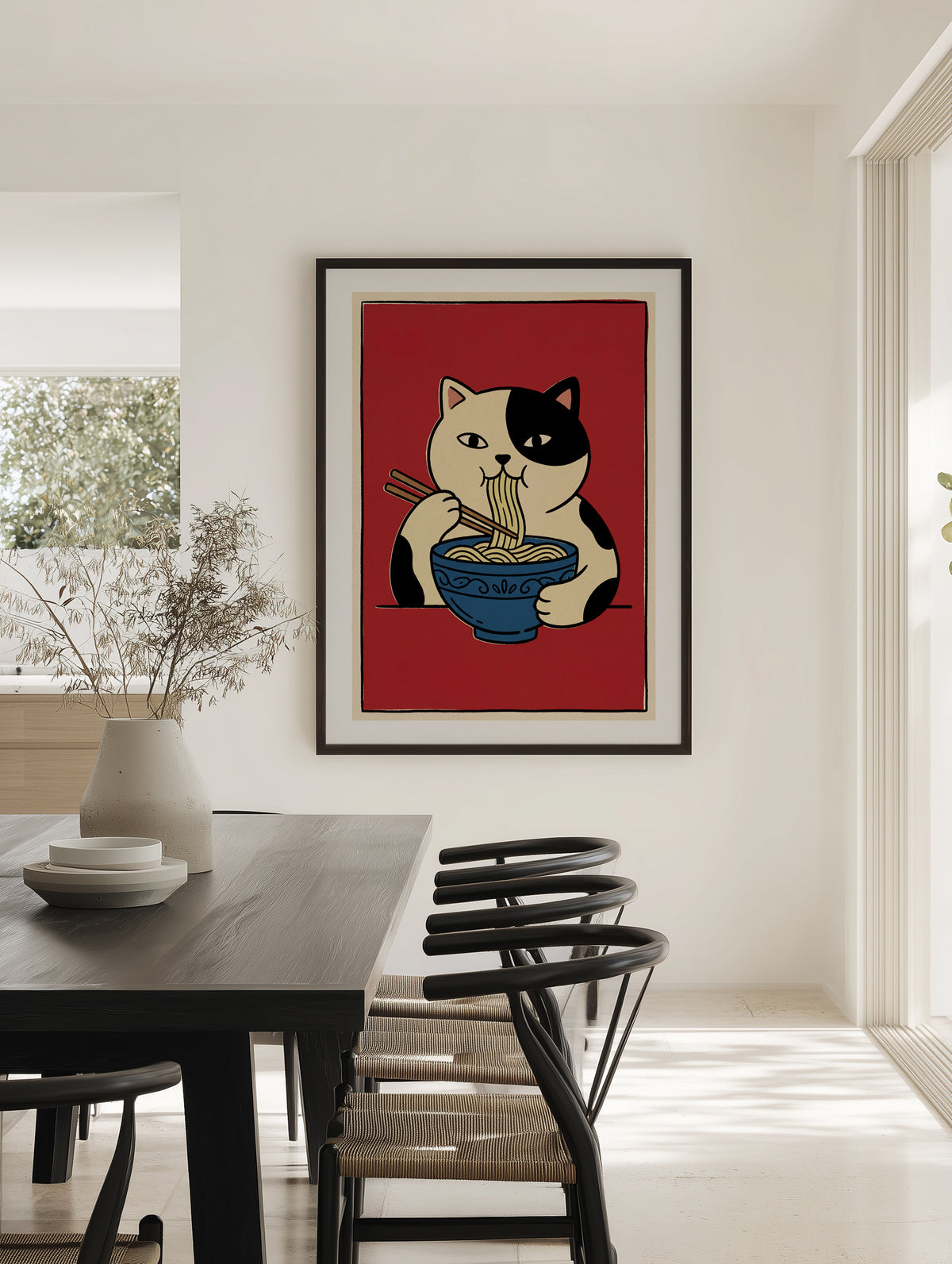 Ramen Eating Cat by Andreas Magnusson | Art Print
