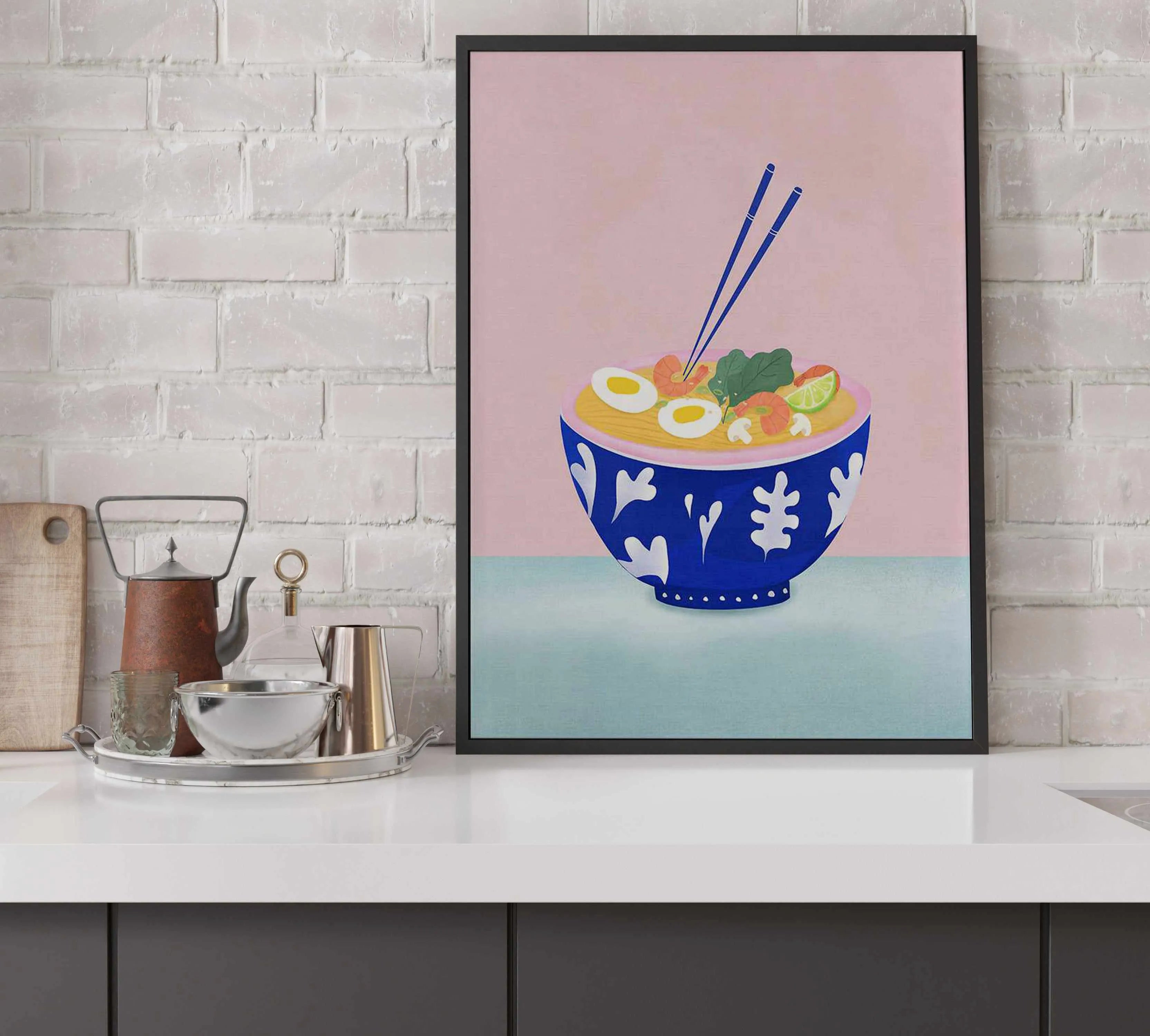 Ramen Bowl by Petra Lizde | Framed Canvas Art Print from Olive et Oriel where you can shop wallpaper and artworks online