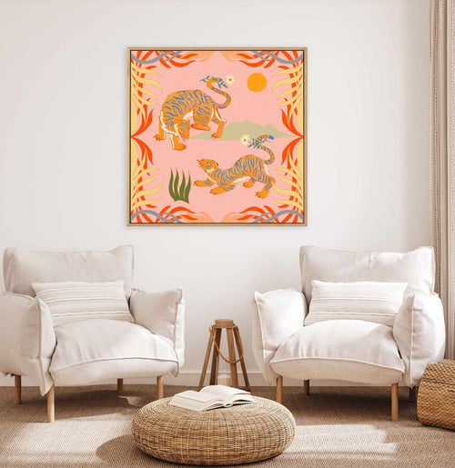 Rawring Playmates by Arty Guava | Framed Canvas Art Print