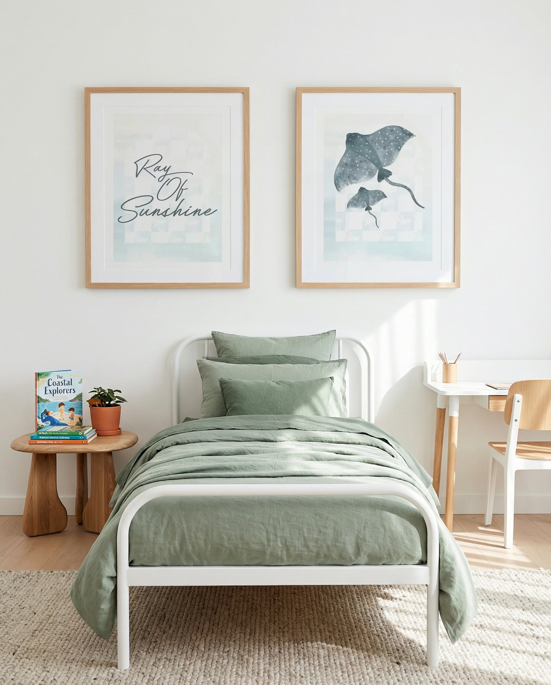 Ray of Sunshine & Rays Art Print Set of 2 | Matching Wall Art