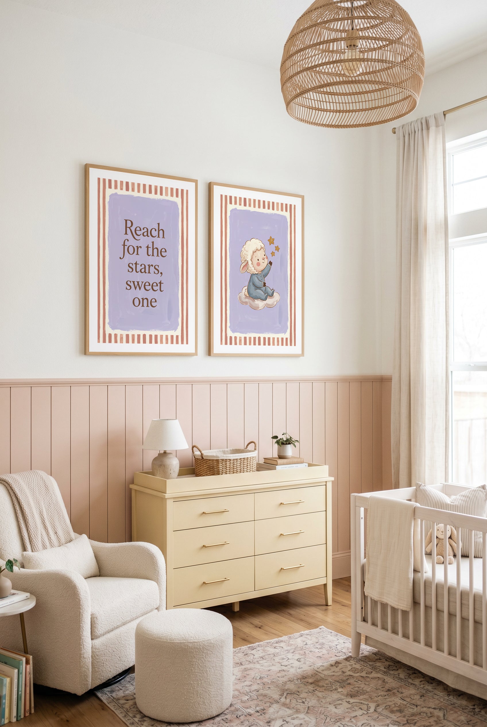 Reach For The Stars, Sweet One & Reach For The Stars, Lamb Art Print Set of 2 | Matching Wall Art