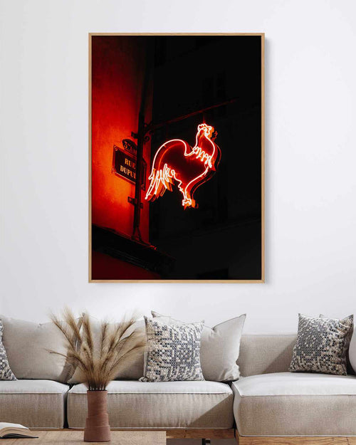 Red Light Chicken by Jovani Demetrie | Framed Canvas Art Print
