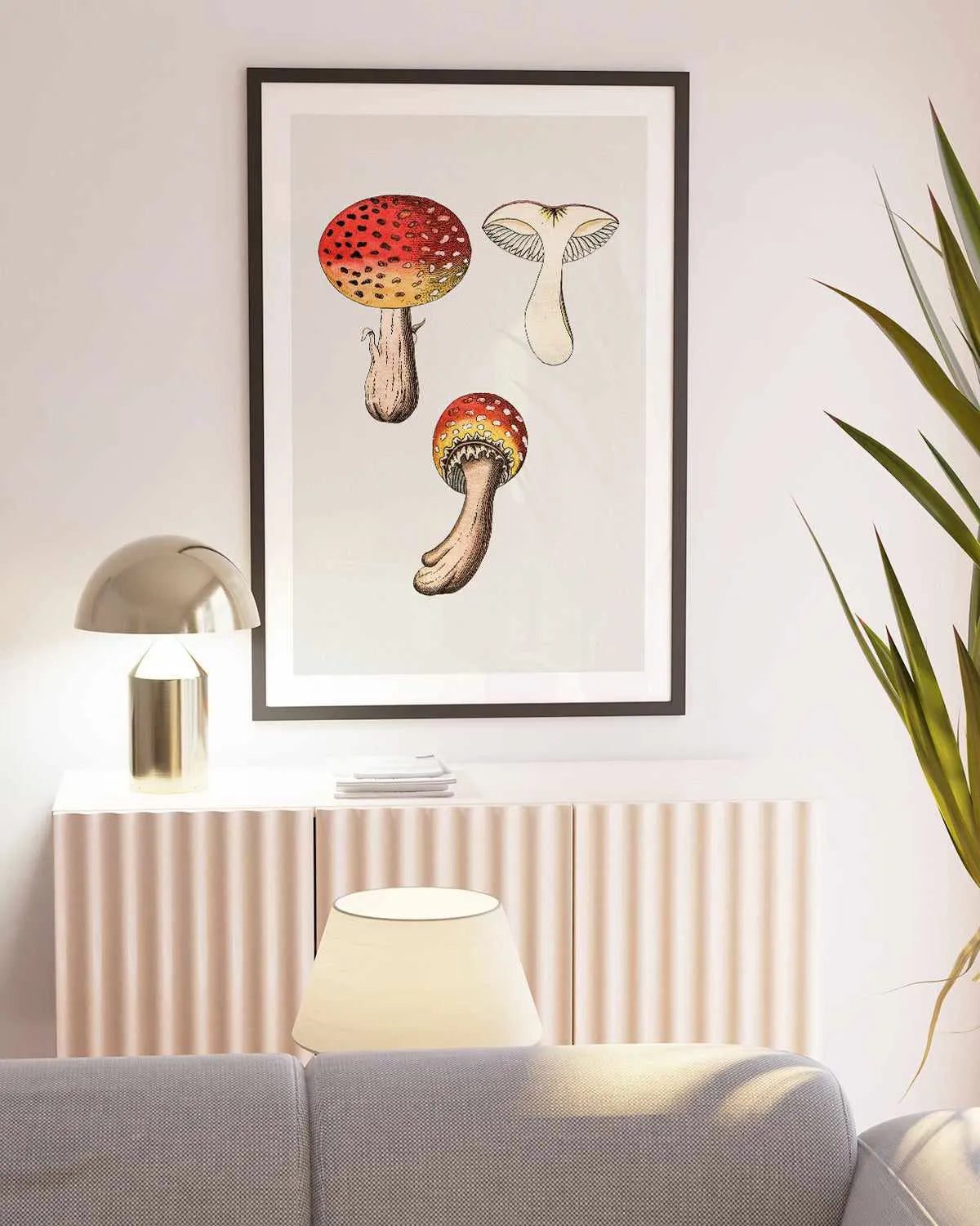Red Mushroom Vintage Illustration Art Print from Olive et Oriel where you can shop wallpaper and artworks online