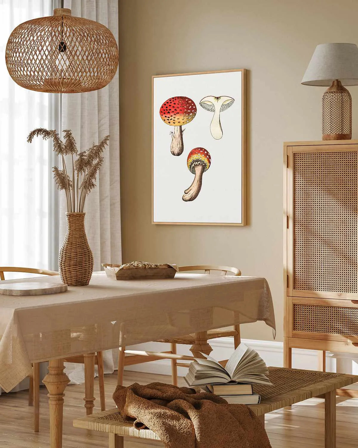 Red Mushroom Vintage Illustration | Framed Canvas Art Print from Olive et Oriel where you can shop wallpaper and artworks online