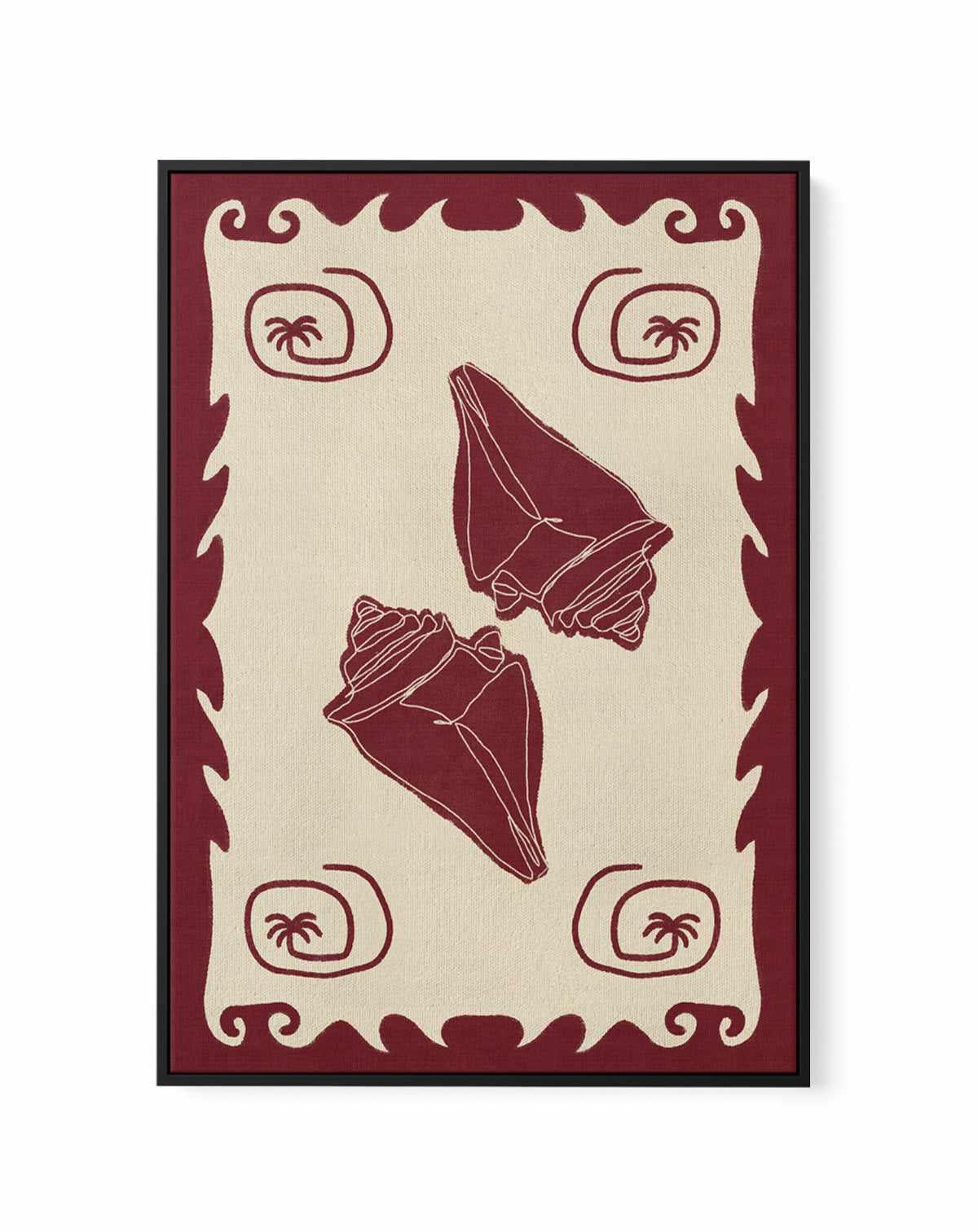 Red Seashell Stories by Shatha Al Dafai | Framed Canvas Art Print from Olive et Oriel where you can shop wallpaper and artworks online