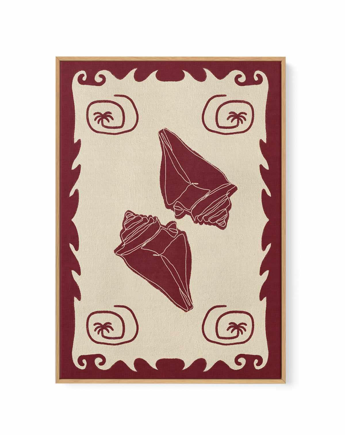Red Seashell Stories by Shatha Al Dafai | Framed Canvas Art Print from Olive et Oriel where you can shop wallpaper and artworks online