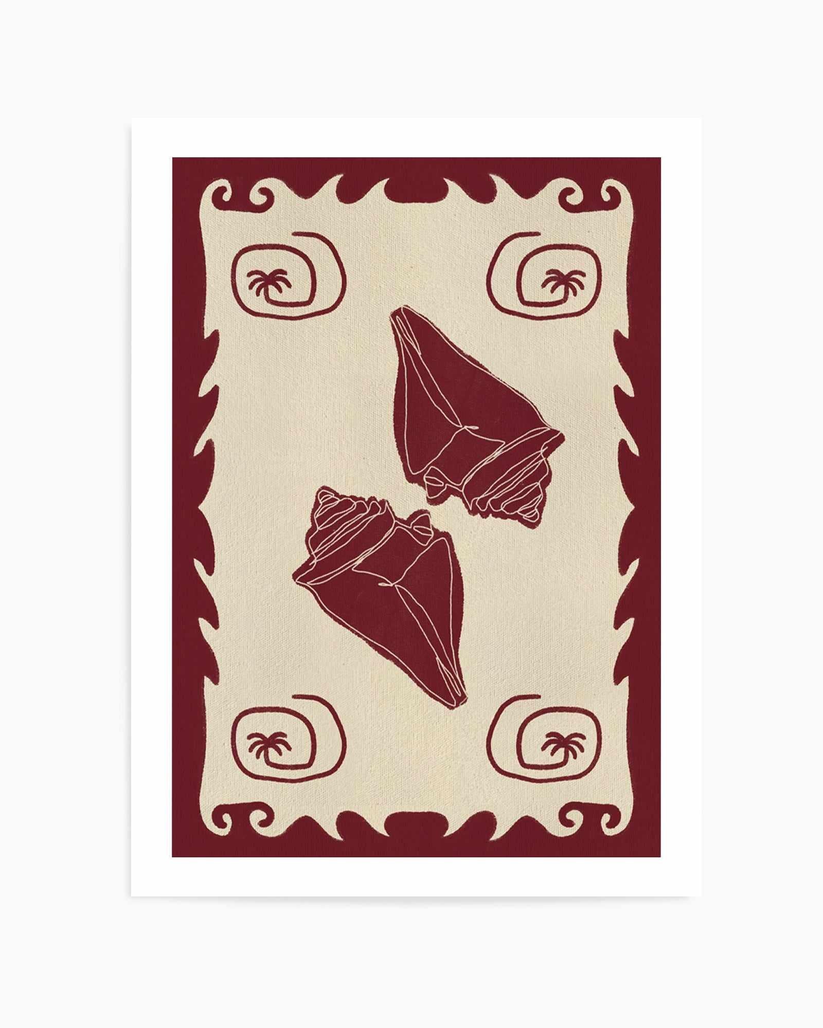 Red Seashell Stories by Shatha Al Dafai | Art Print