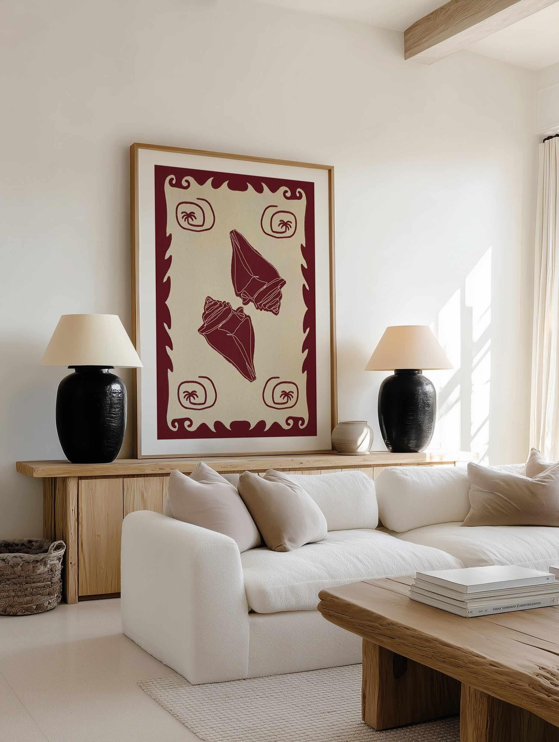 Red Seashell Stories by Shatha Al Dafai | Art Print