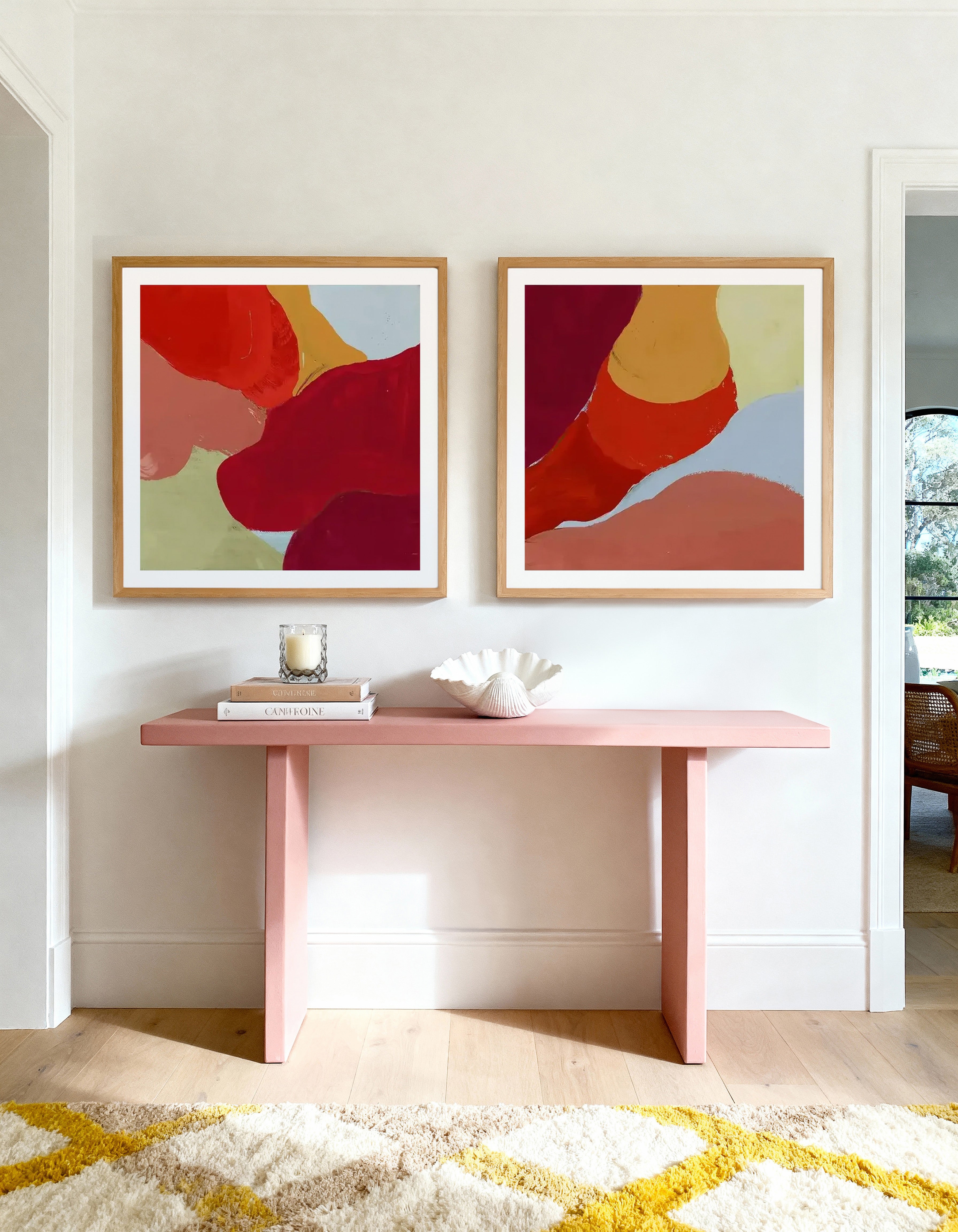 Red Clouds I & II Art Print Set of 2 | Matching Wall Art
