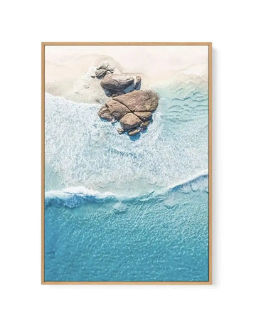 Redgate Rocks Margaret River | Aerial Photo Wall Framed Canvas Art Print aqua coastal art print