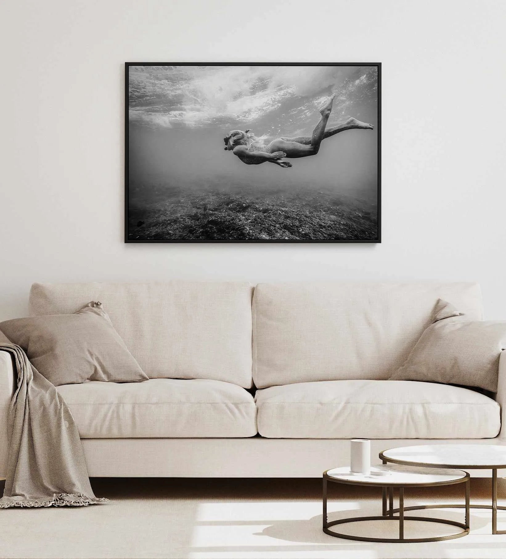 Reef Snorkel | Framed Canvas Art Print from Olive et Oriel where you can shop wallpaper and artworks online