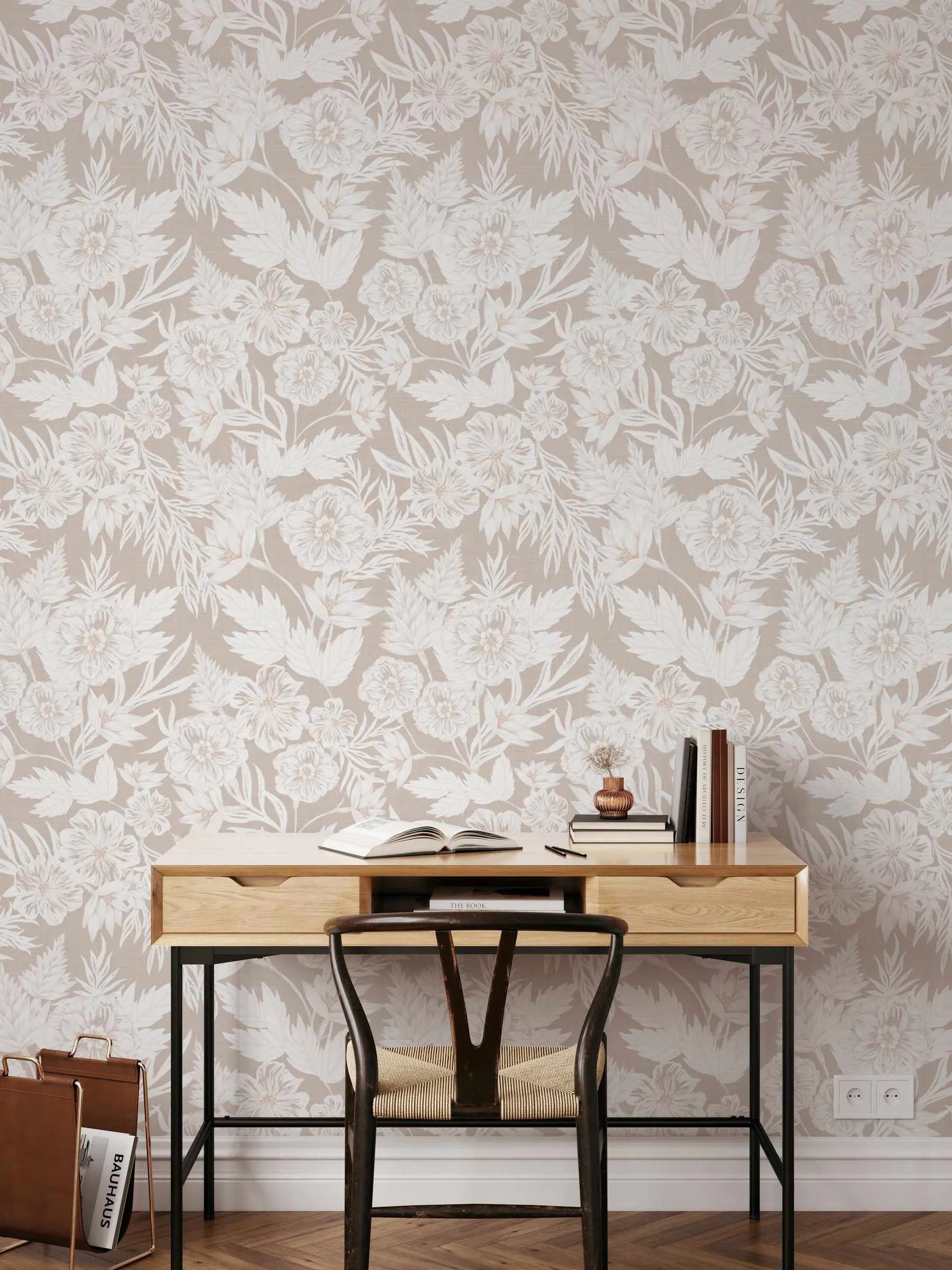 Regency Floral in Sahara Wallpaper from Olive et Oriel where you can shop wallpaper and artworks online
