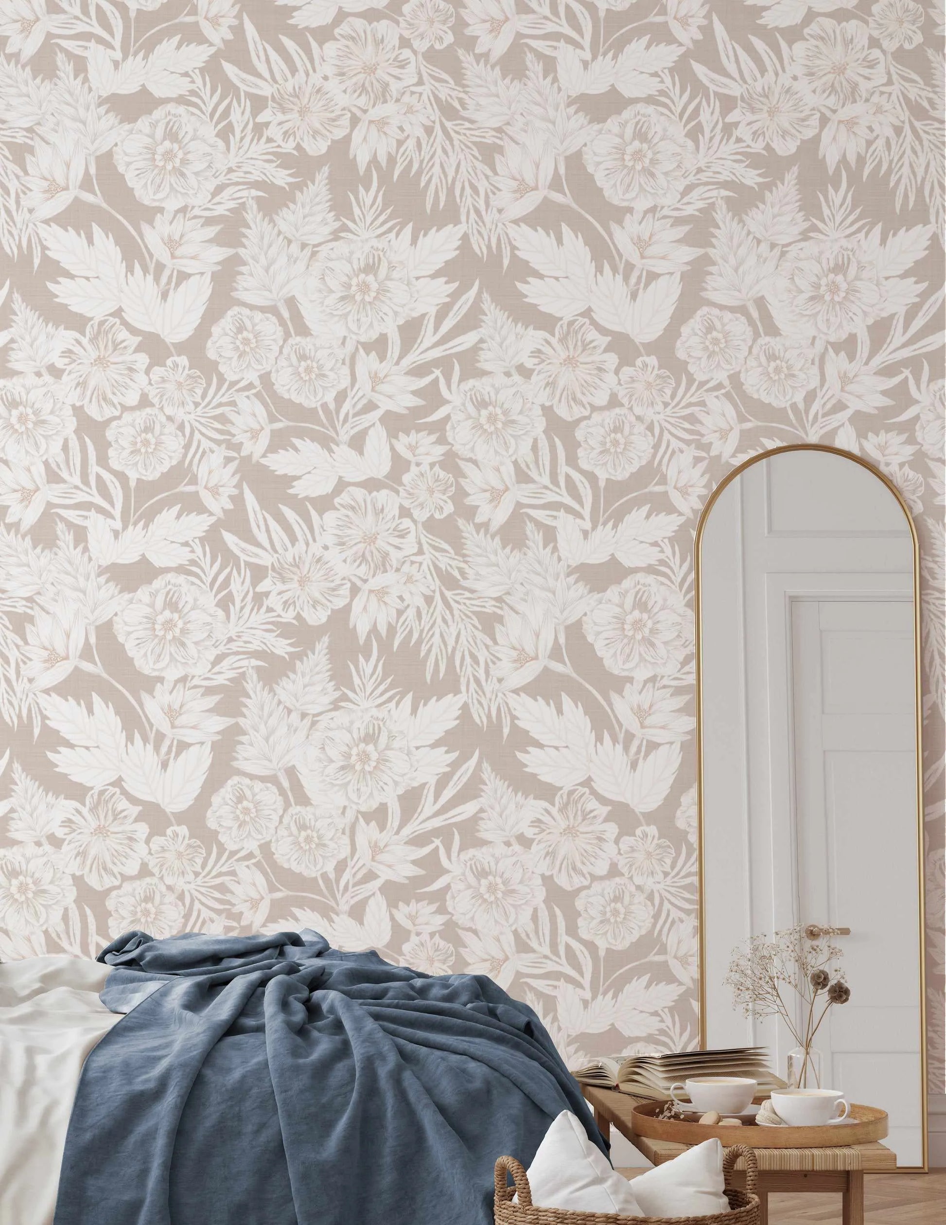 Regency Floral in Sahara Wallpaper from Olive et Oriel where you can shop wallpaper and artworks online
