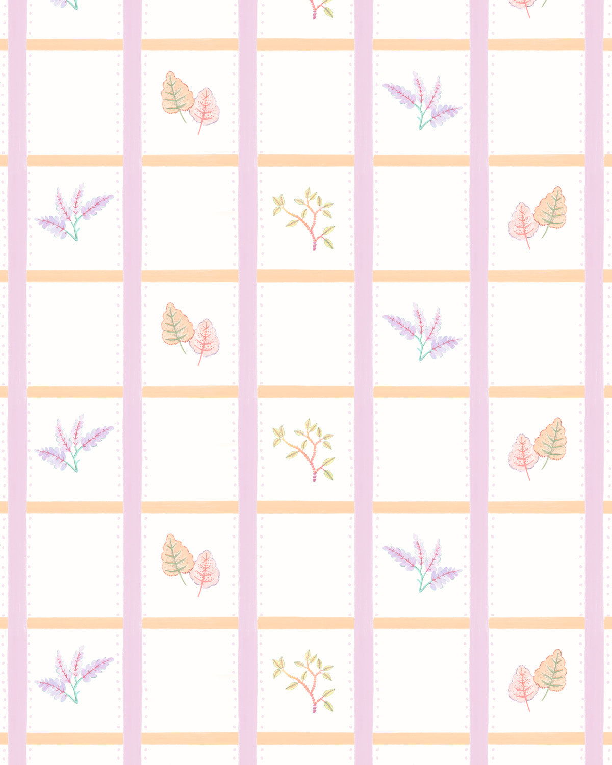 Remis Floral Plaid in Peachy Pink By the Roll Wallpaper