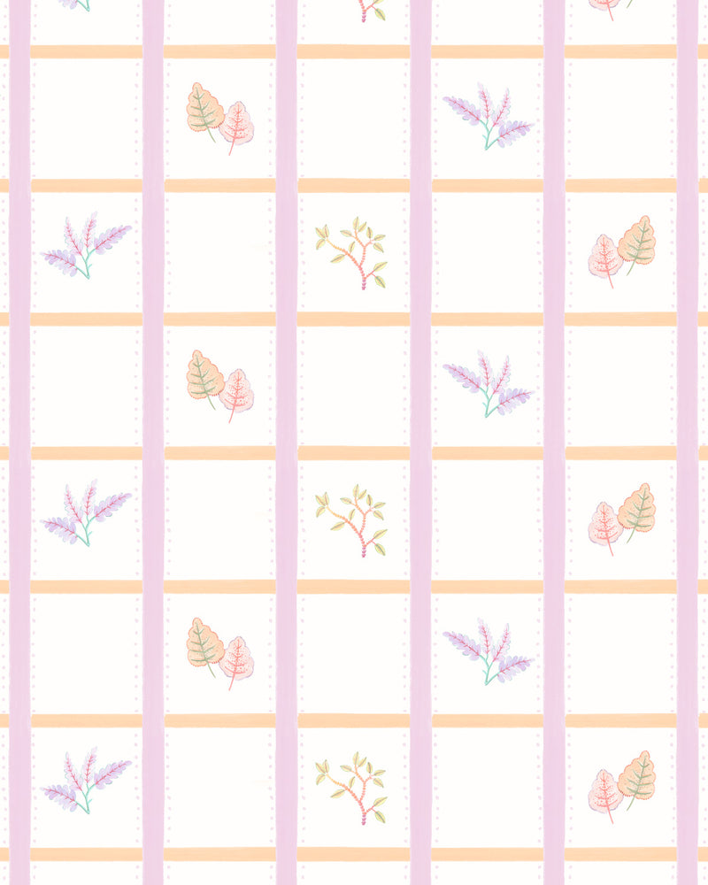 Remis Floral Plaid in Peachy Pink By the Roll Wallpaper from Olive et Oriel where you can shop wallpaper and artworks online