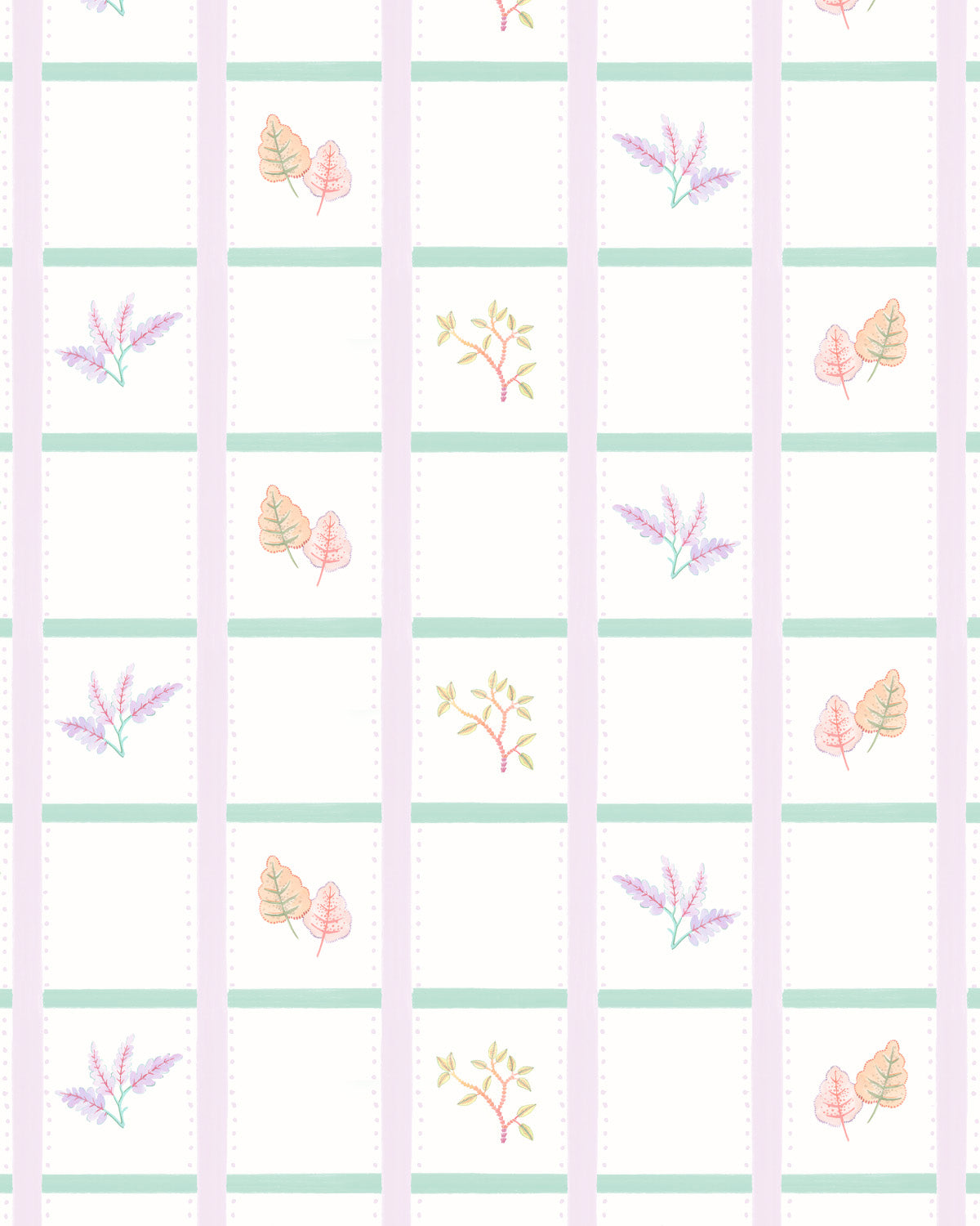 Remis Floral Plaid in Lilac Purple By the Roll Wallpaper