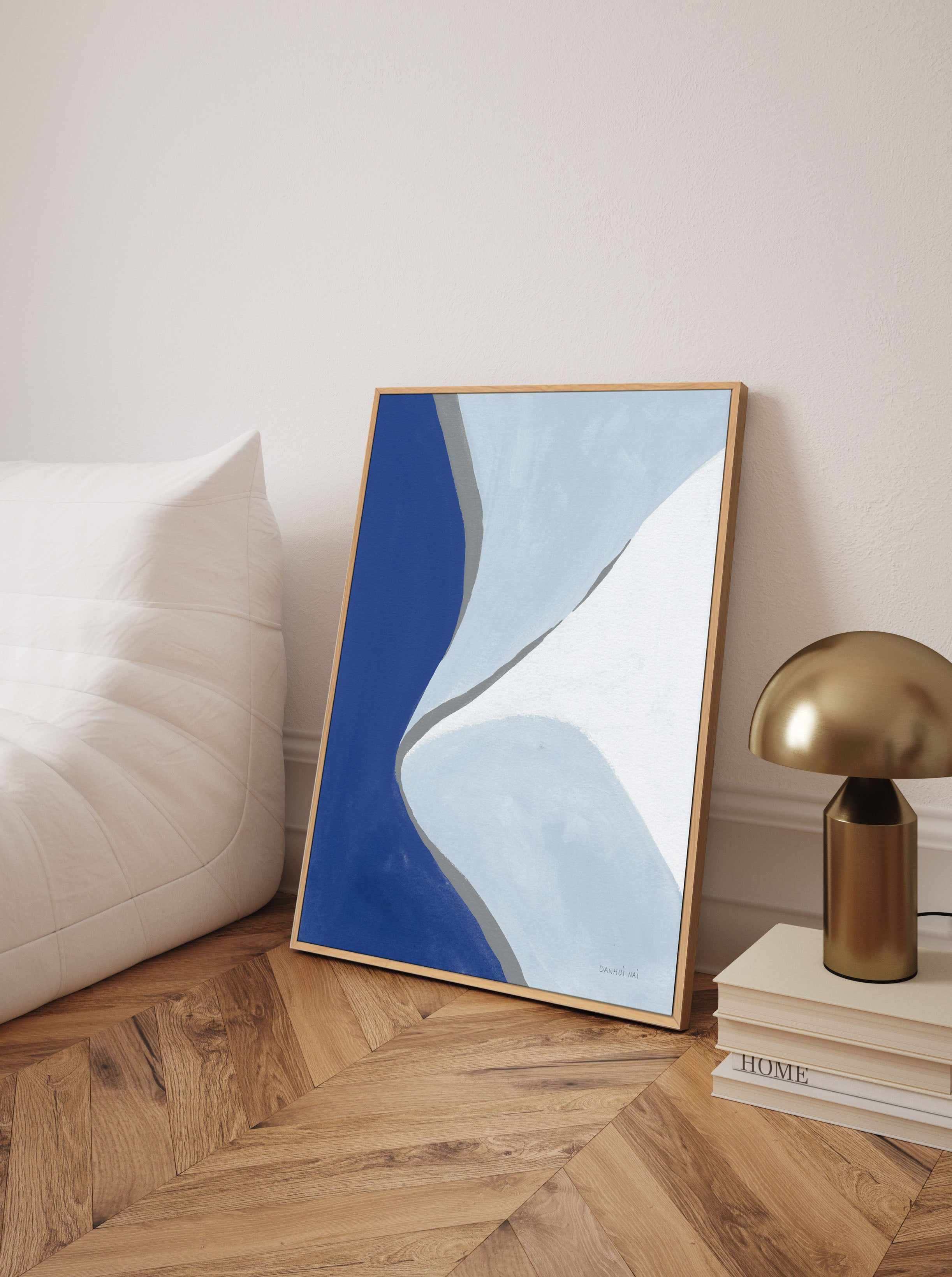 Retro Abstract III Blue | Framed Canvas Art Print