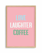 Retro Love Laughter Coffee Art Print