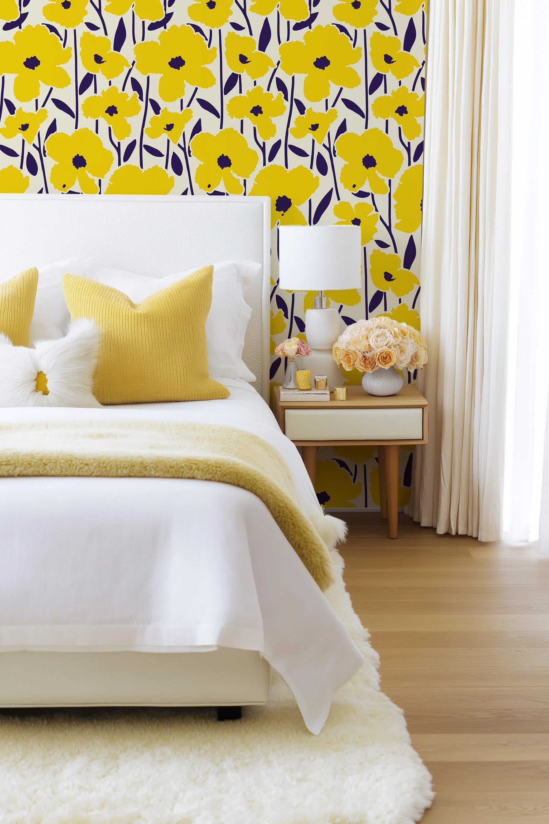 Retro Poppies Wallpaper from Olive et Oriel where you can shop wallpaper and artworks online