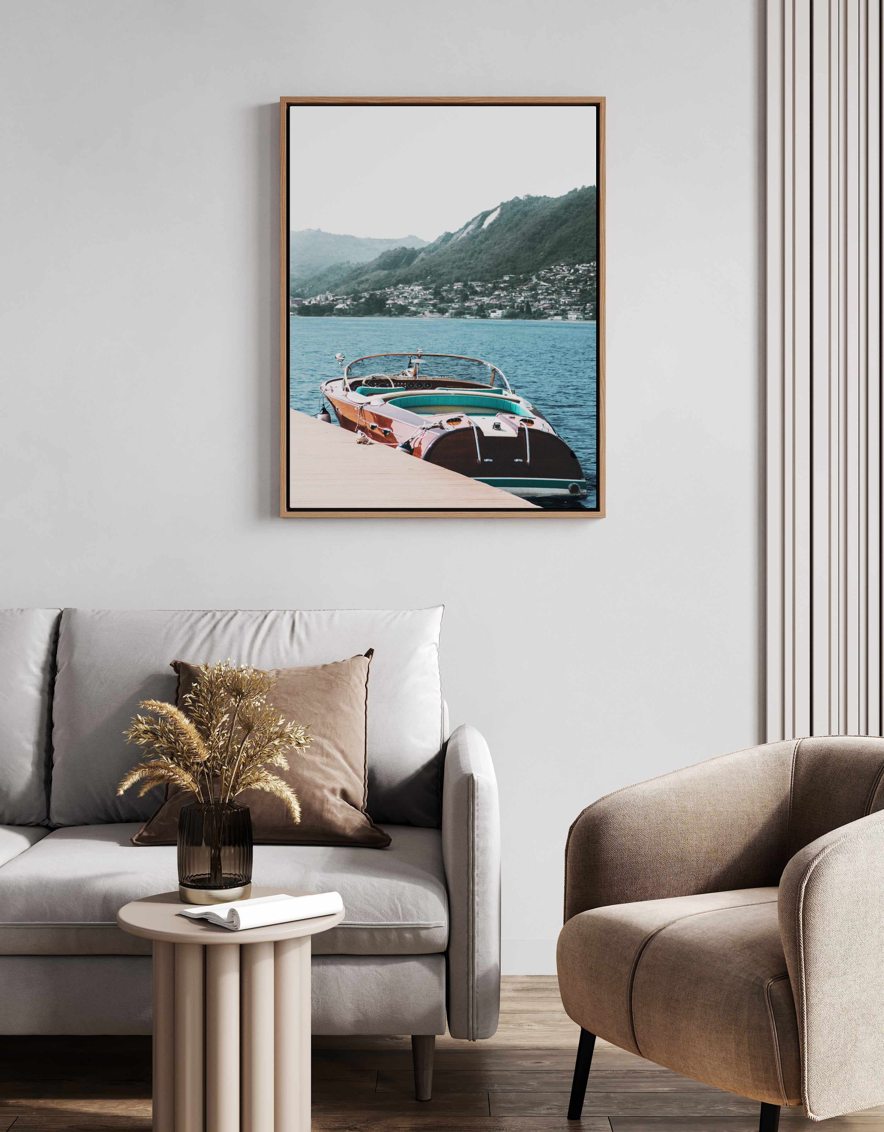 Riva Boat, Lake Como | Framed Canvas Art Print