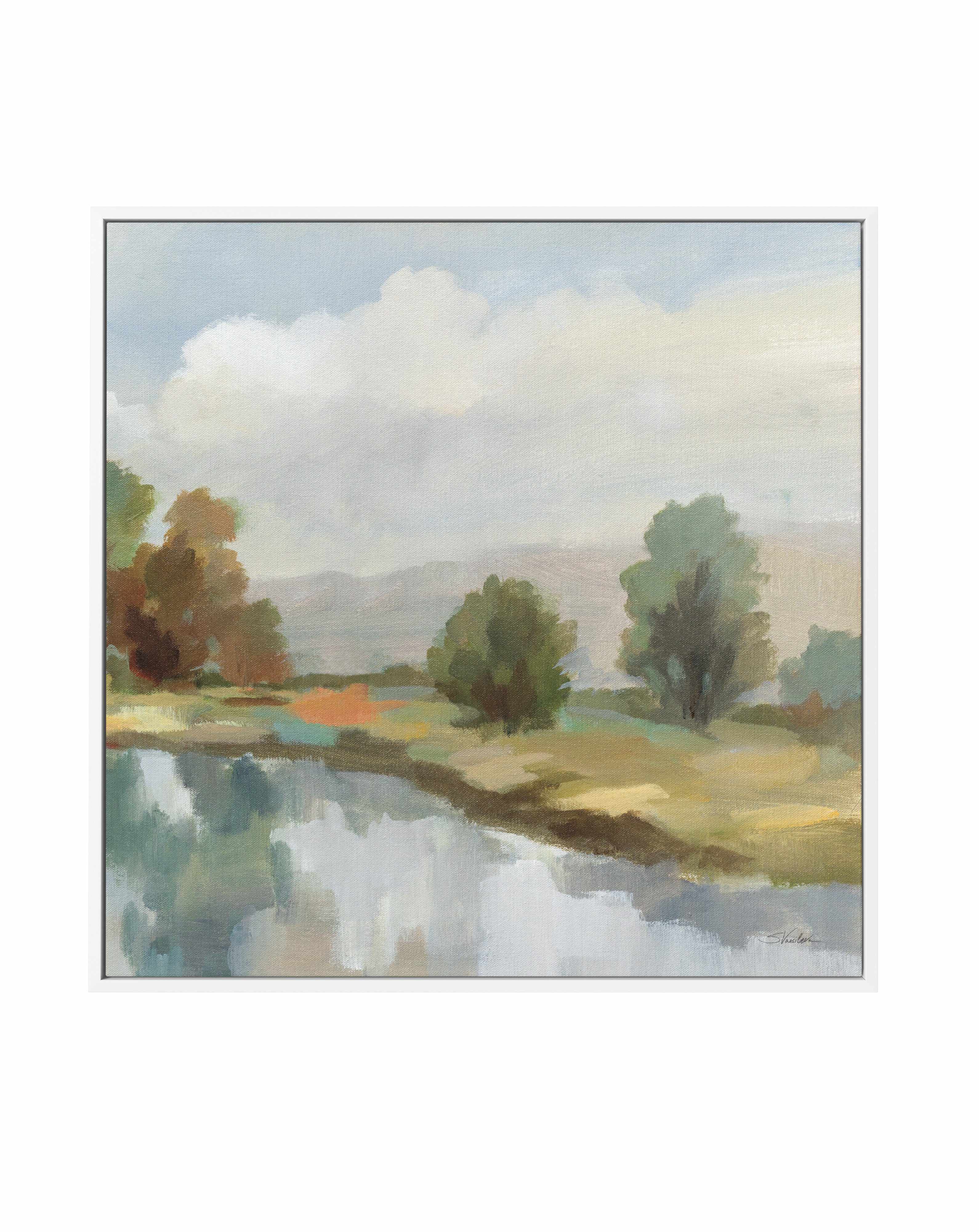 River and Clouds III | Framed Canvas Art Print