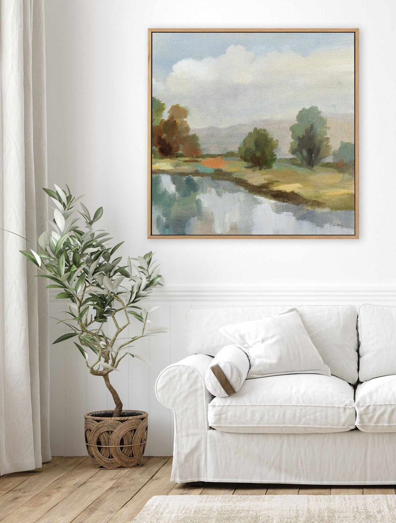 River and Clouds III | Framed Canvas Art Print