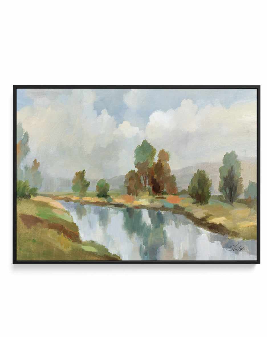 River and Clouds | Framed Canvas Art Print