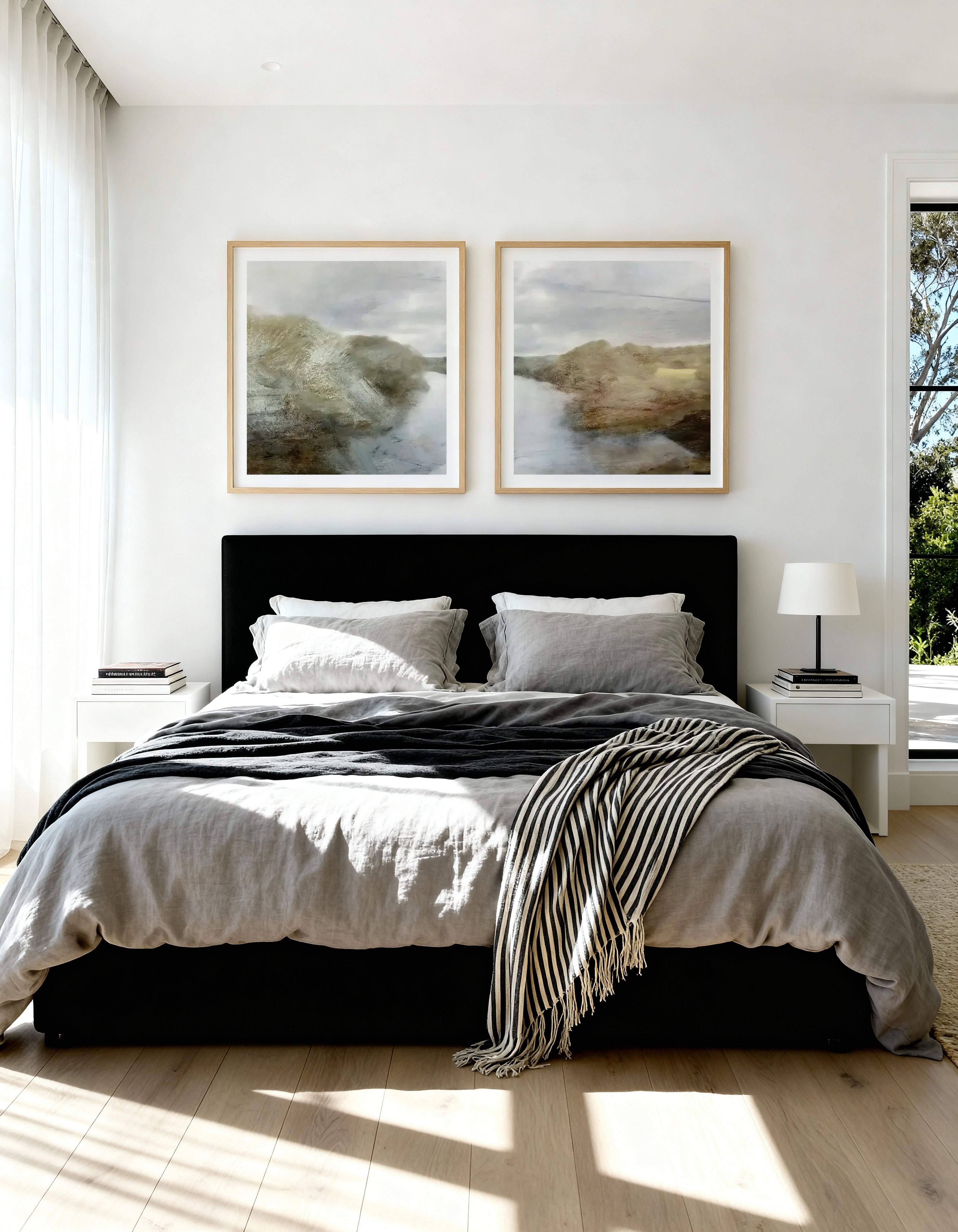 Riverside SQ Left & Right Art Print Set of 2 | Matching Wall Art
