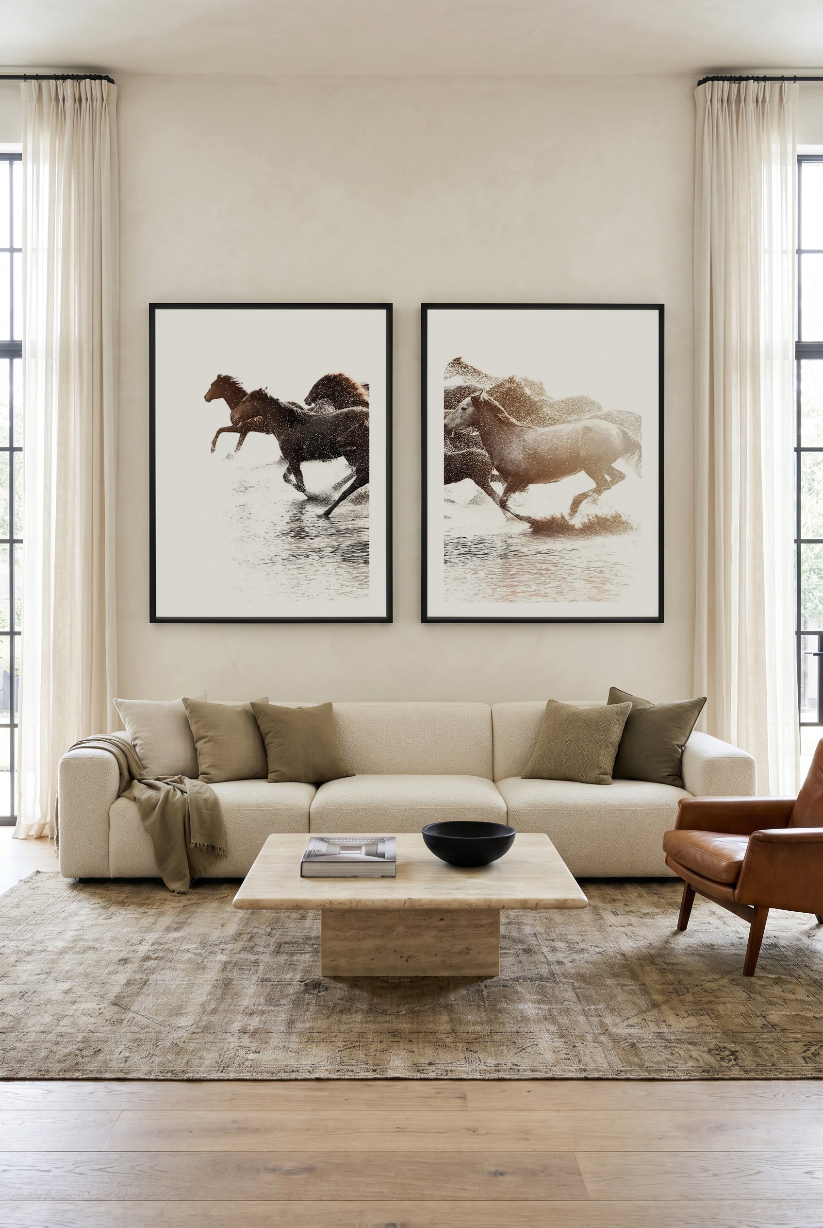 Riviere Stallions Left & Right Art Print Set of 2 | Matching Wall Art