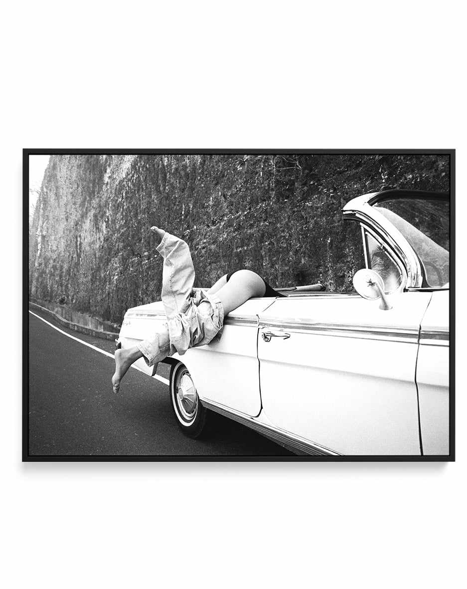 Road Trip B&W by Amy Hallam | Framed Canvas Art Print