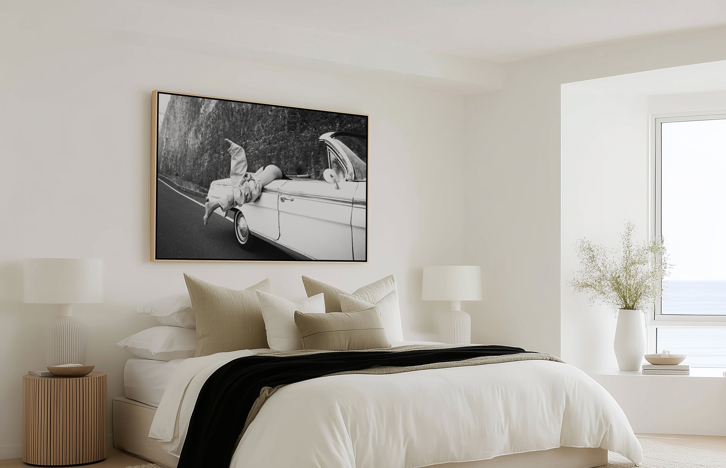 Road Trip B&W by Amy Hallam | Framed Canvas Art Print