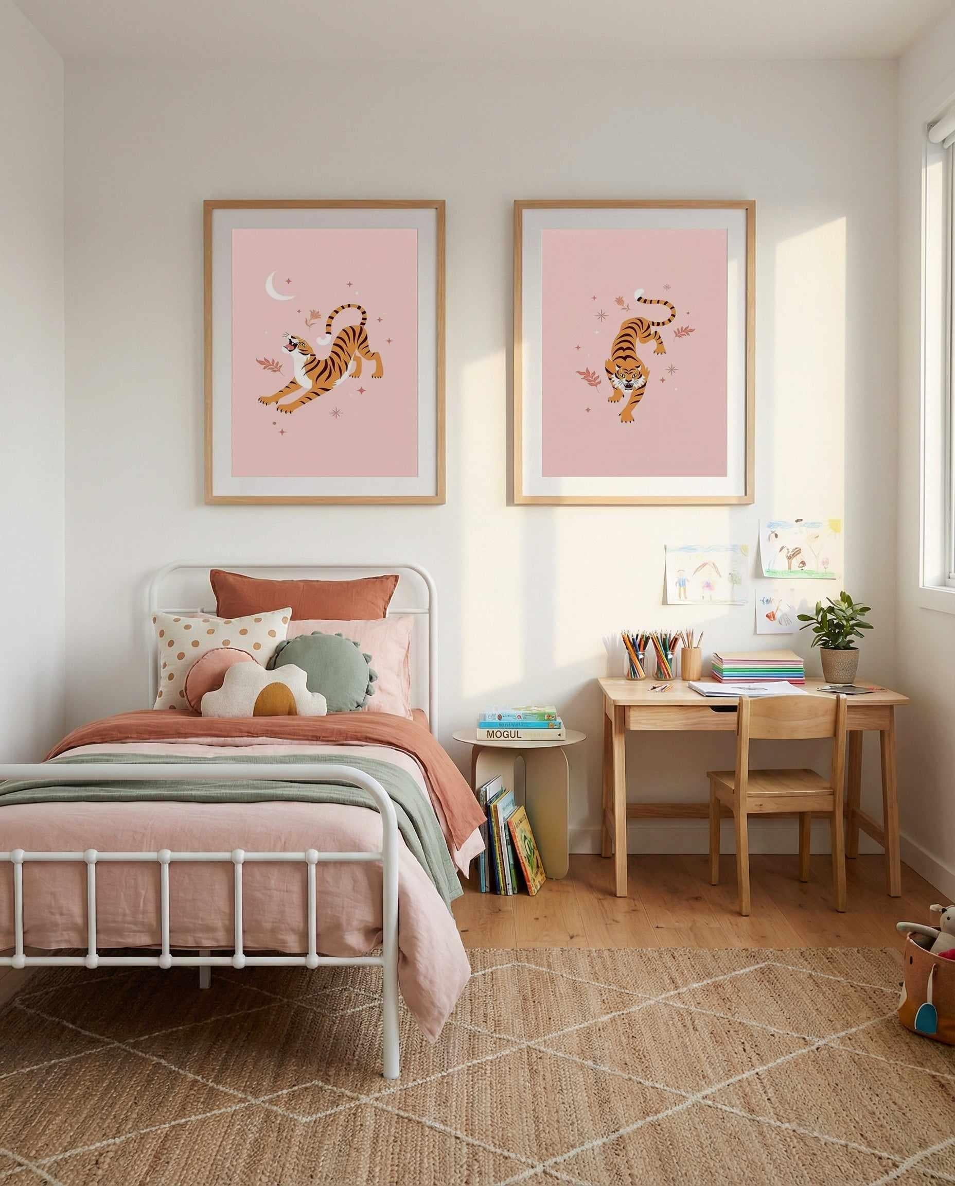 Roaring Tiger I & II Art Print Set of 2 | Matching Wall Art from Olive et Oriel where you can shop wallpaper and artworks online