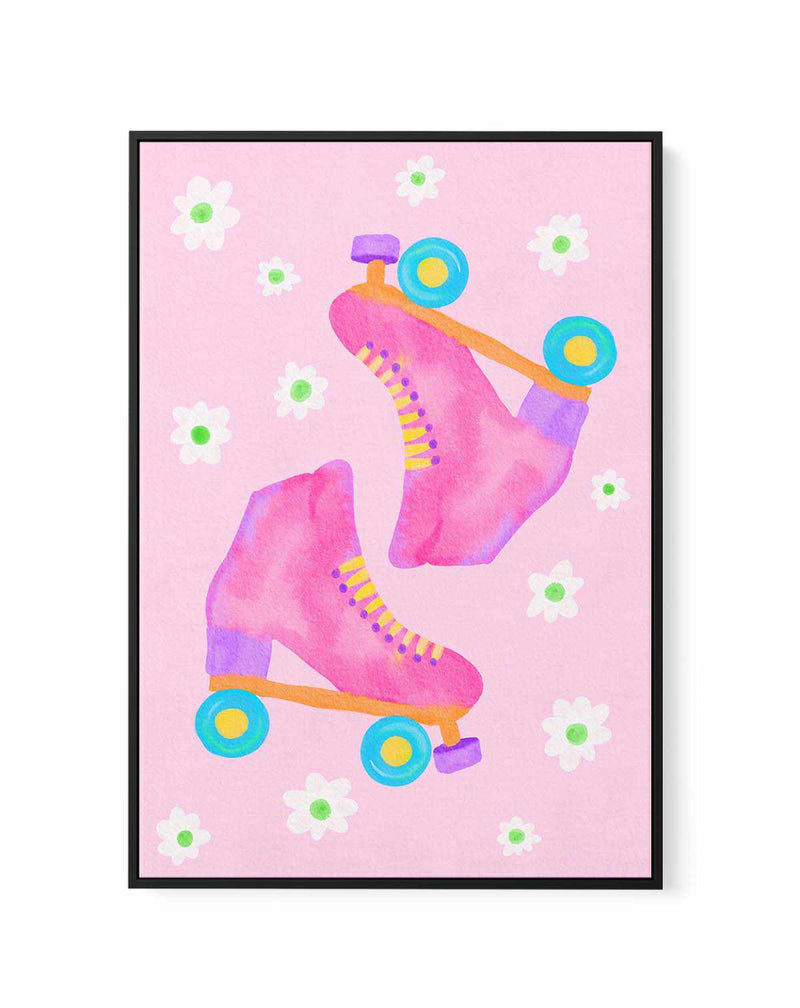 Roller Skates Pink by Baroo Bloom | Framed Canvas Art Print