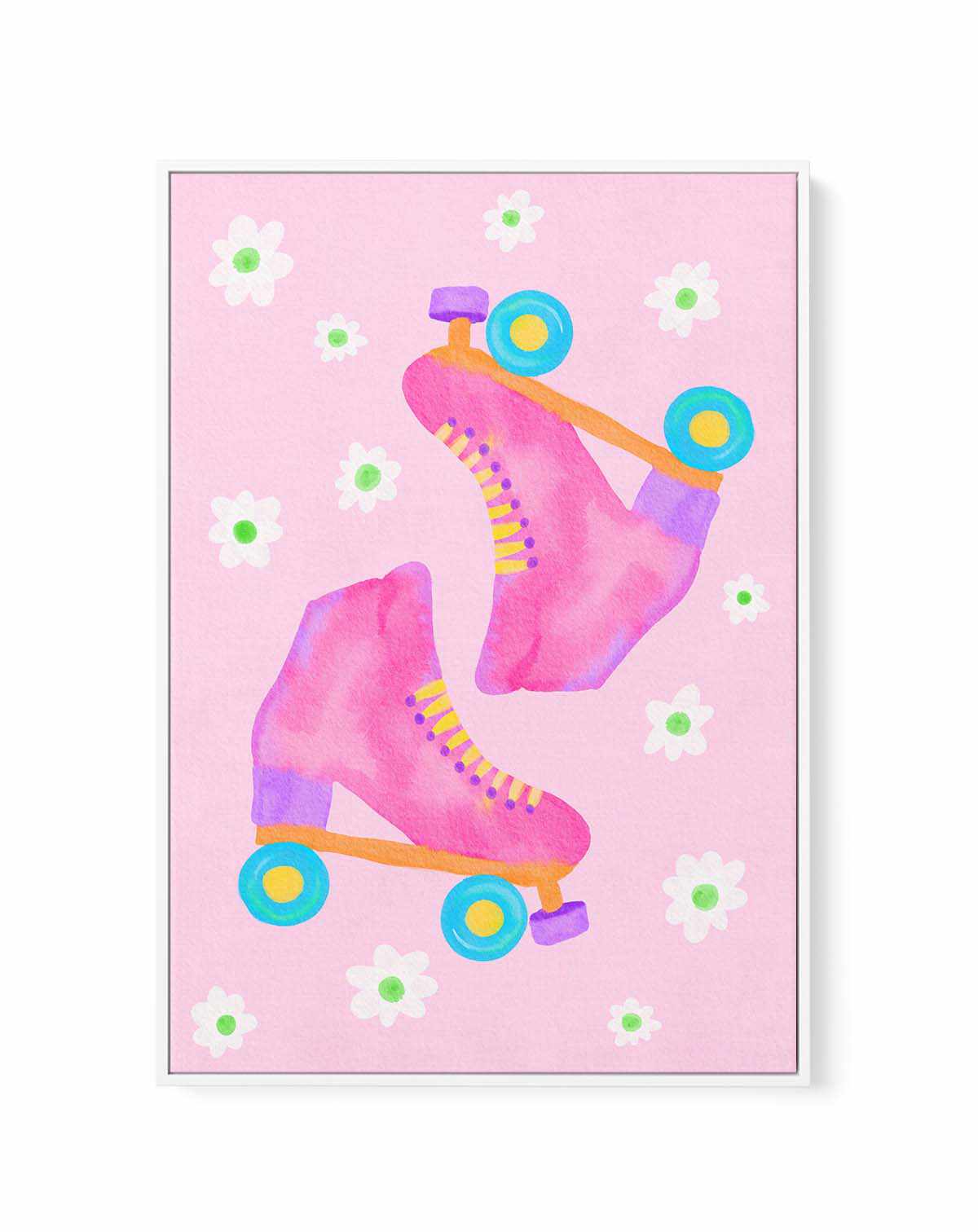 Roller Skates Pink by Baroo Bloom | Framed Canvas Art Print