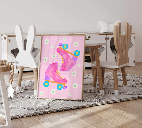Roller Skates Pink by Baroo Bloom | Art Print