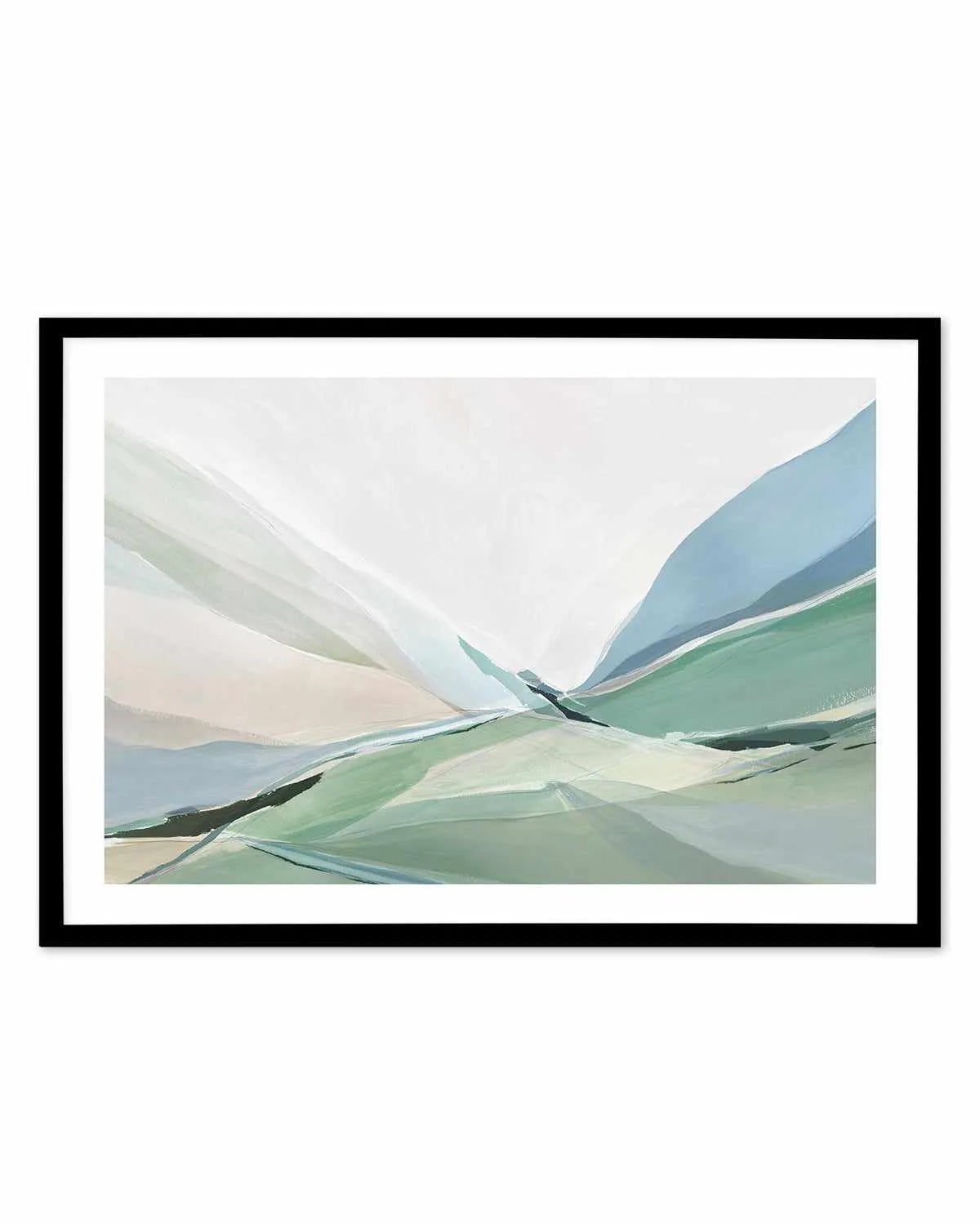 Rolling Green Art Print-PRINT-Order sage mint green framed abstract painting wall art prints online with Olive et Oriel Australia