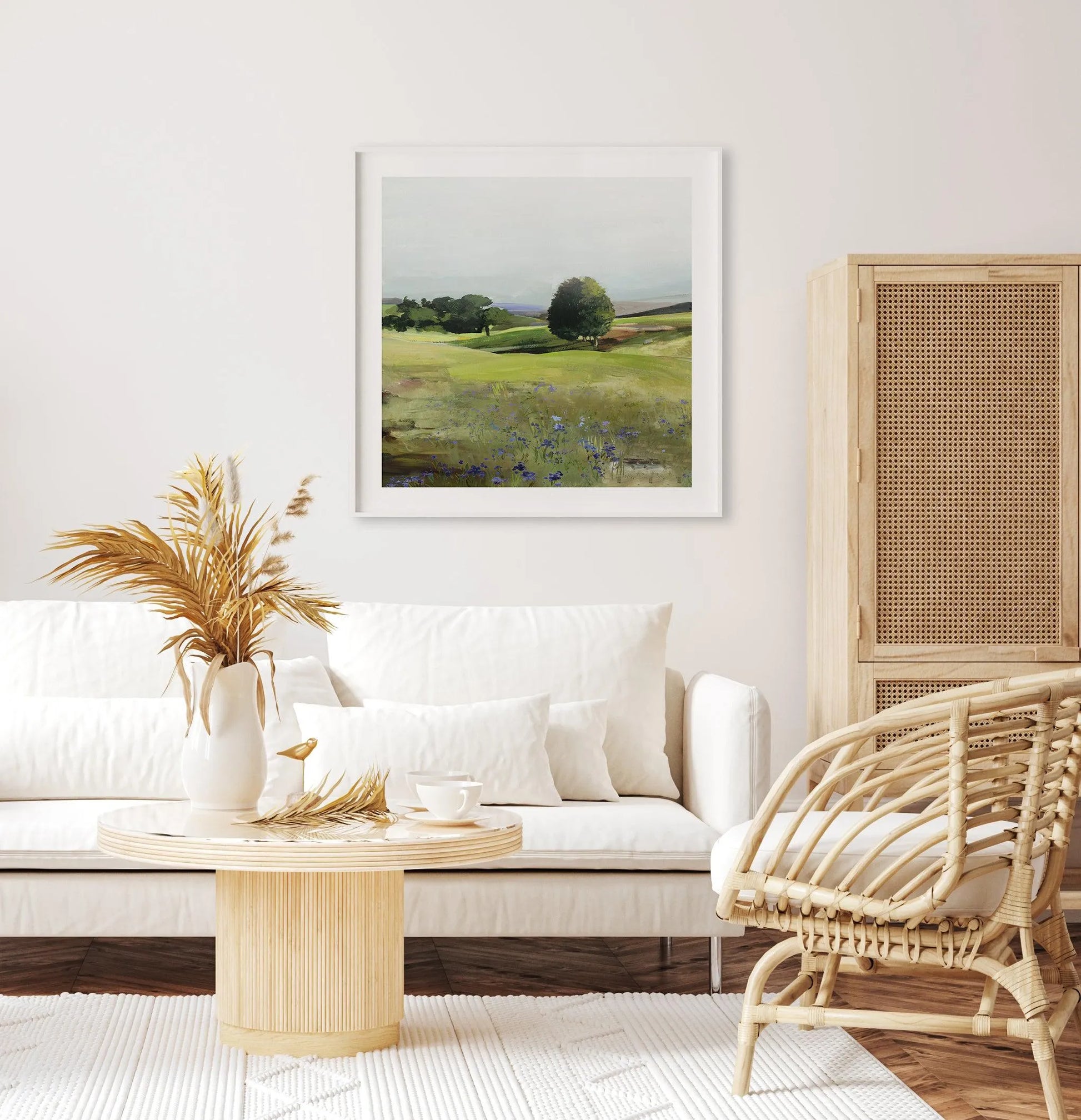 Rolling Green Left SQ Art Print from Olive et Oriel where you can shop wallpaper and artworks online