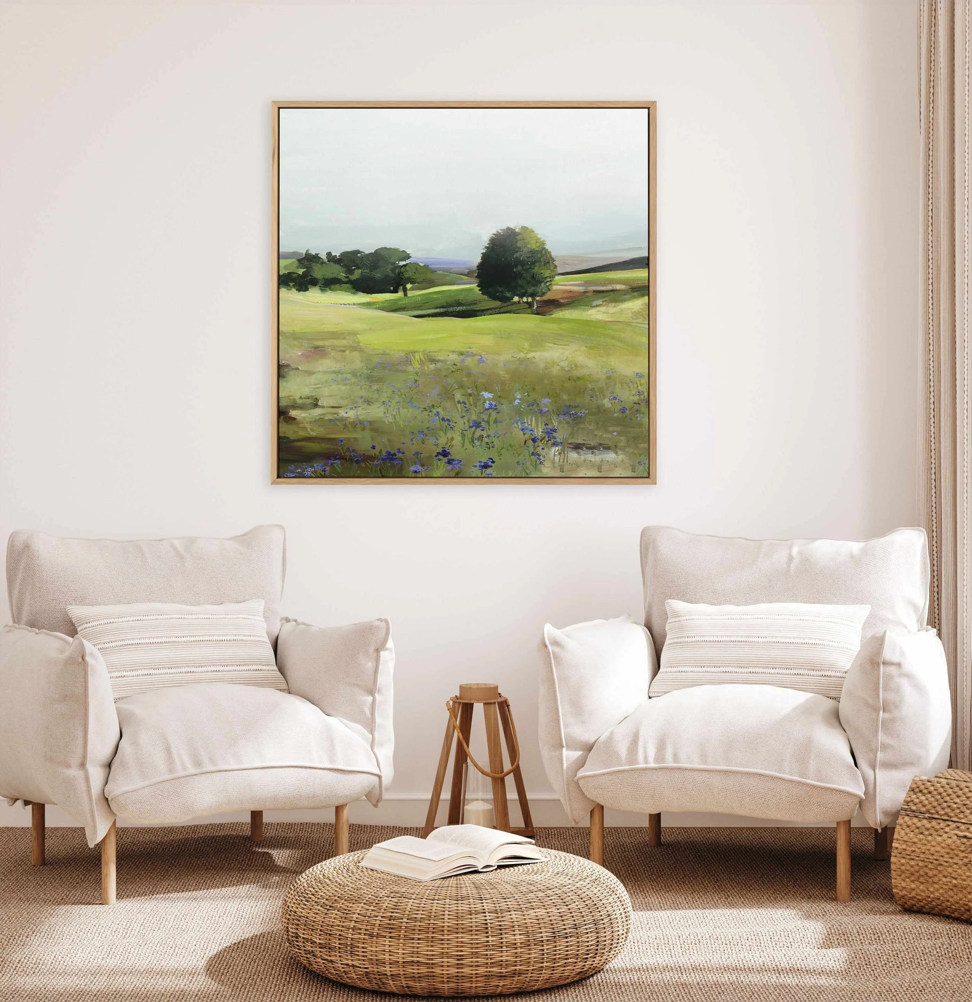 Rolling Green Left SQ | Framed Canvas Art Print from Olive et Oriel where you can shop wallpaper and artworks online