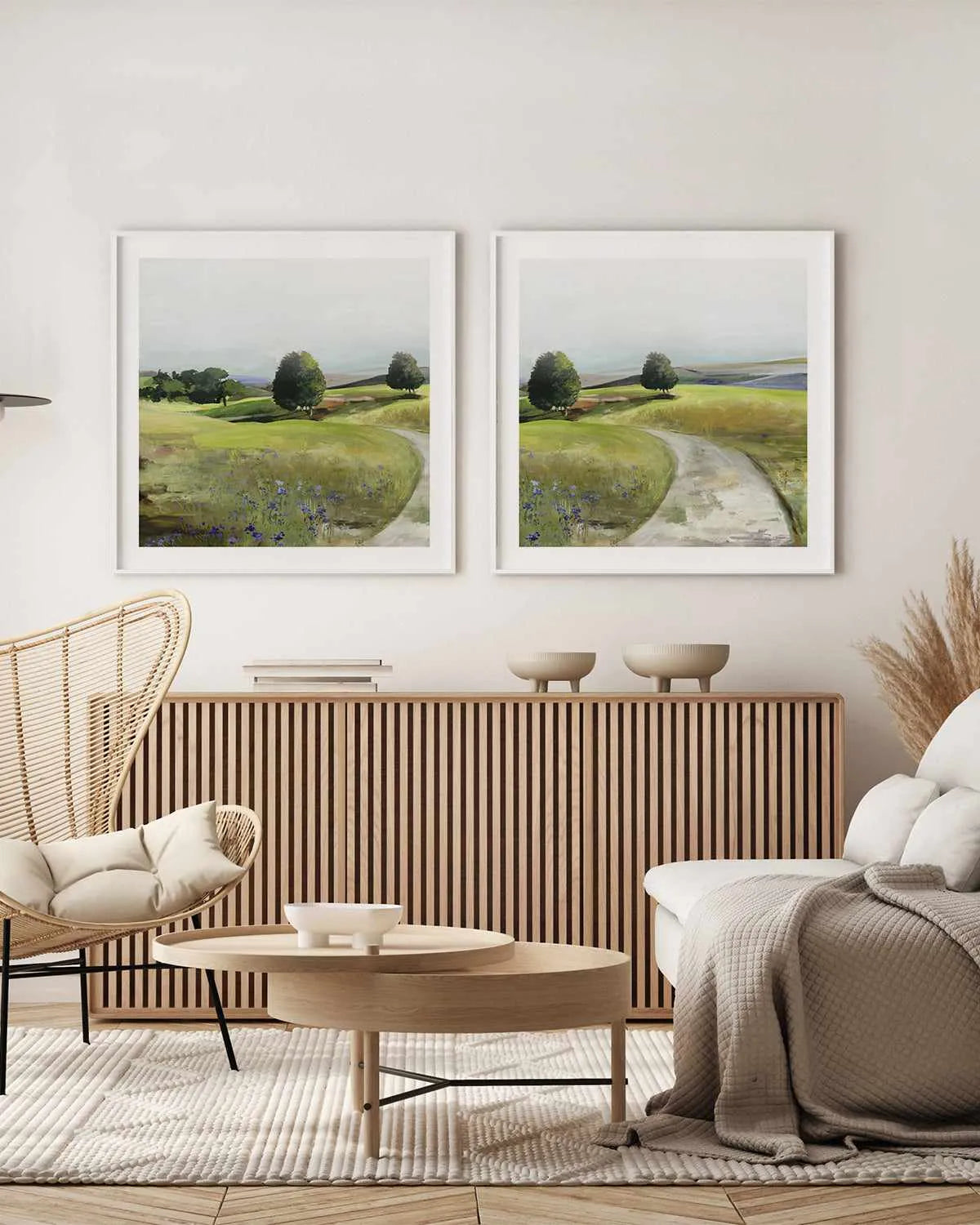 Rolling Green Right SQ Art Print from Olive et Oriel where you can shop wallpaper and artworks online