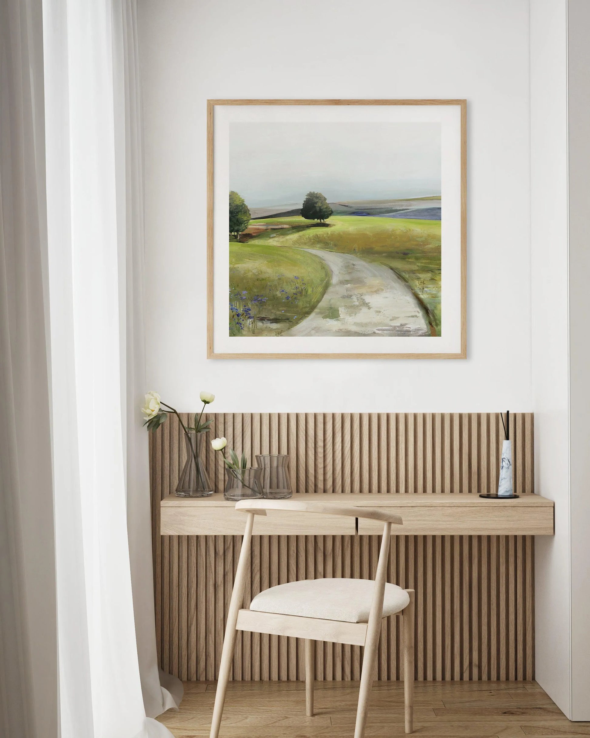 Rolling Green Right SQ Art Print from Olive et Oriel where you can shop wallpaper and artworks online