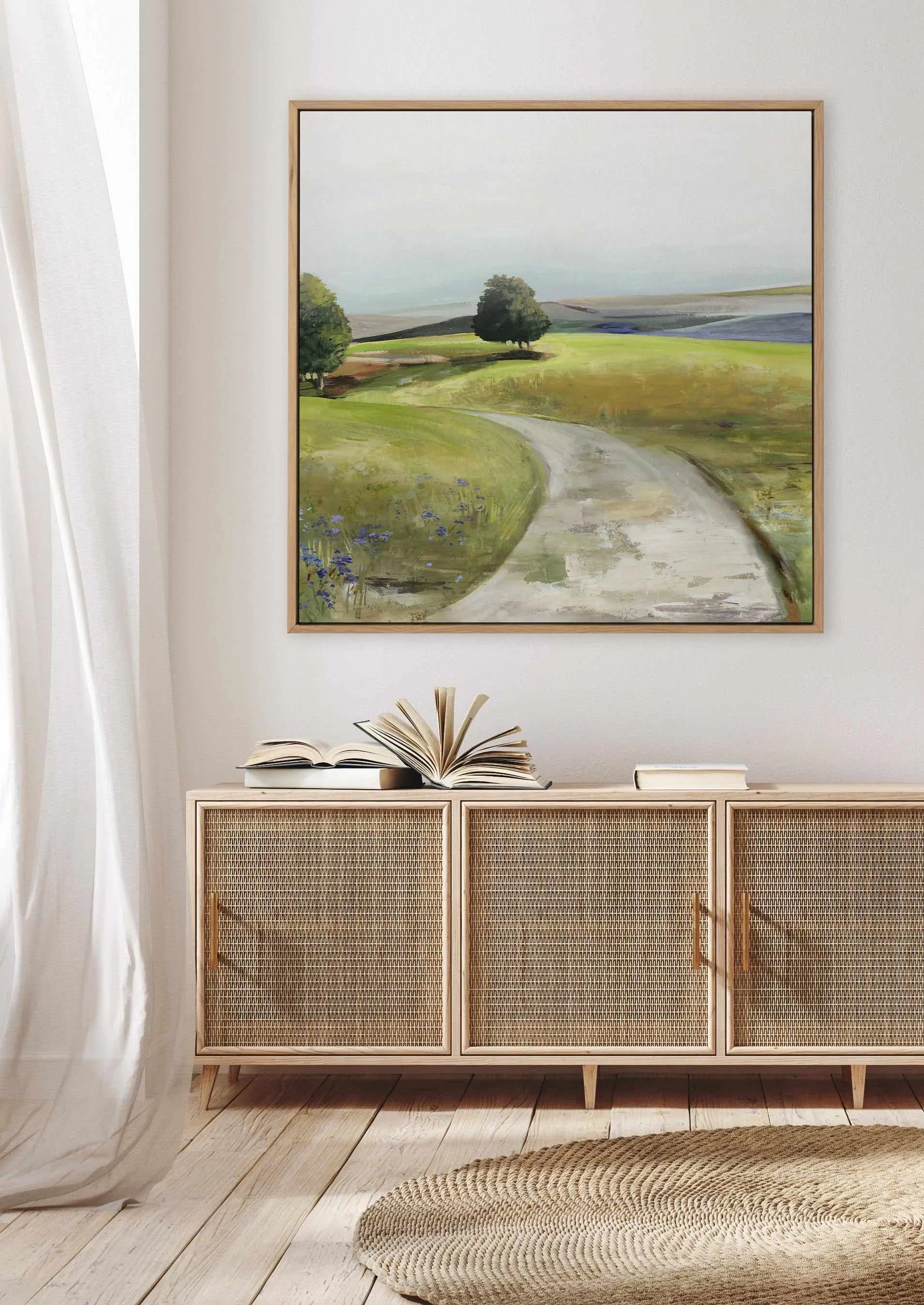 Rolling Green Right SQ | Framed Canvas Art Print from Olive et Oriel where you can shop wallpaper and artworks online