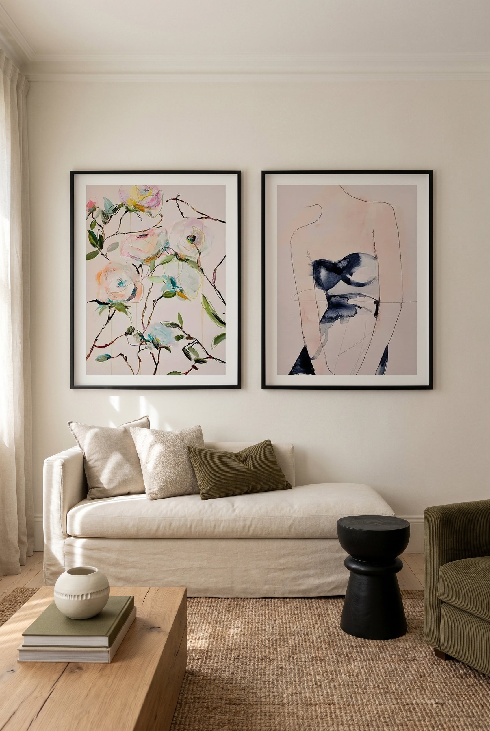 Rose Floral & Figure II by Leigh Viner Art Print Set of 2 | Matching Wall Art