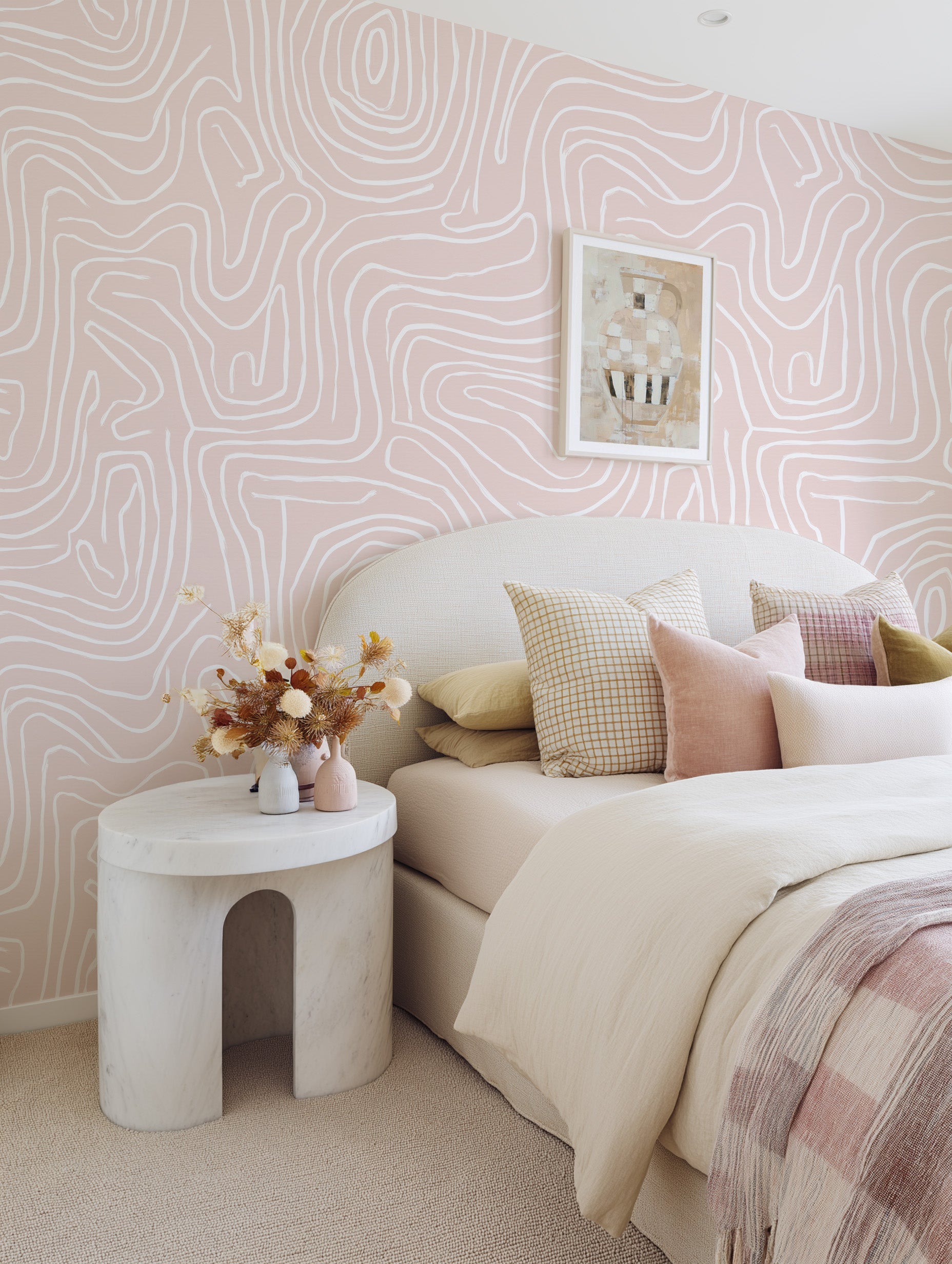Rosé Reverie in Pink Wallpaper from Olive et Oriel where you can shop wallpaper and artworks online